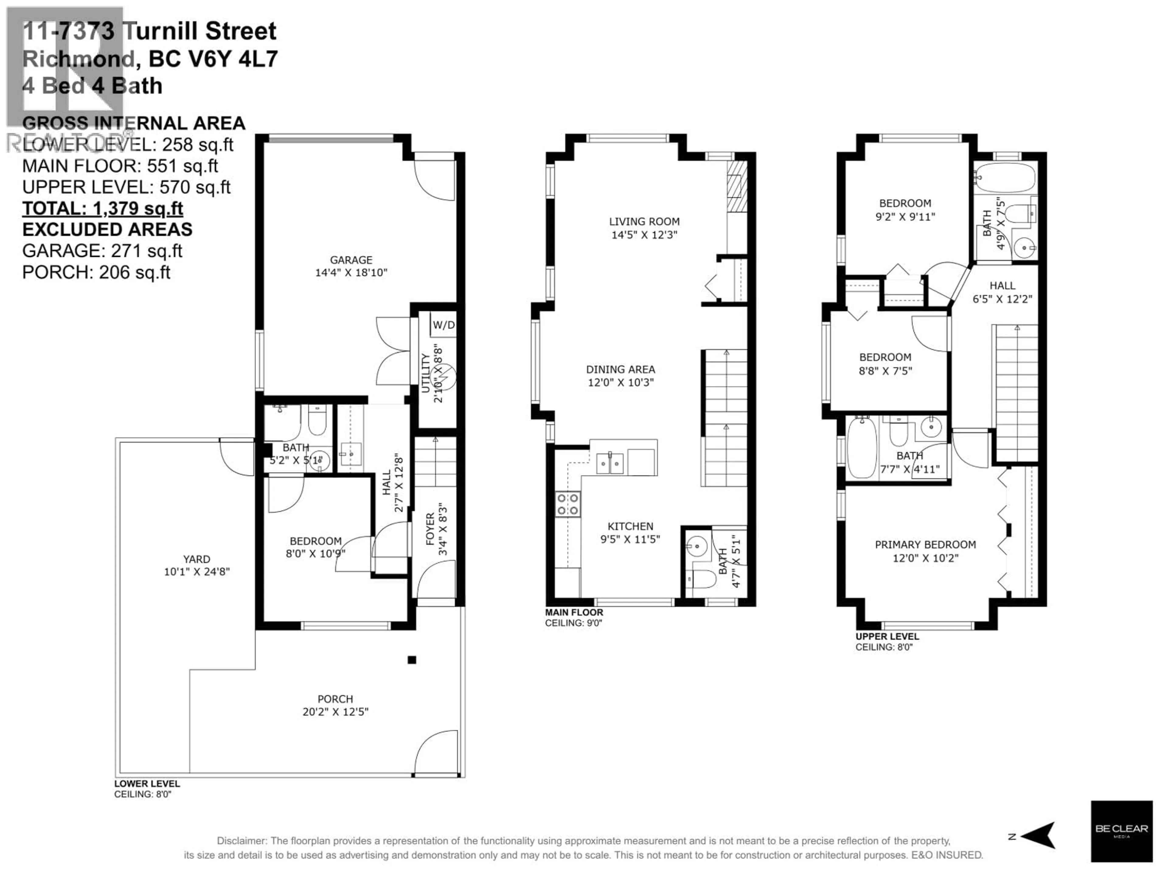 Floor plan for 11 - 7373 TURNILL STREET, Richmond British Columbia V6Y4L7