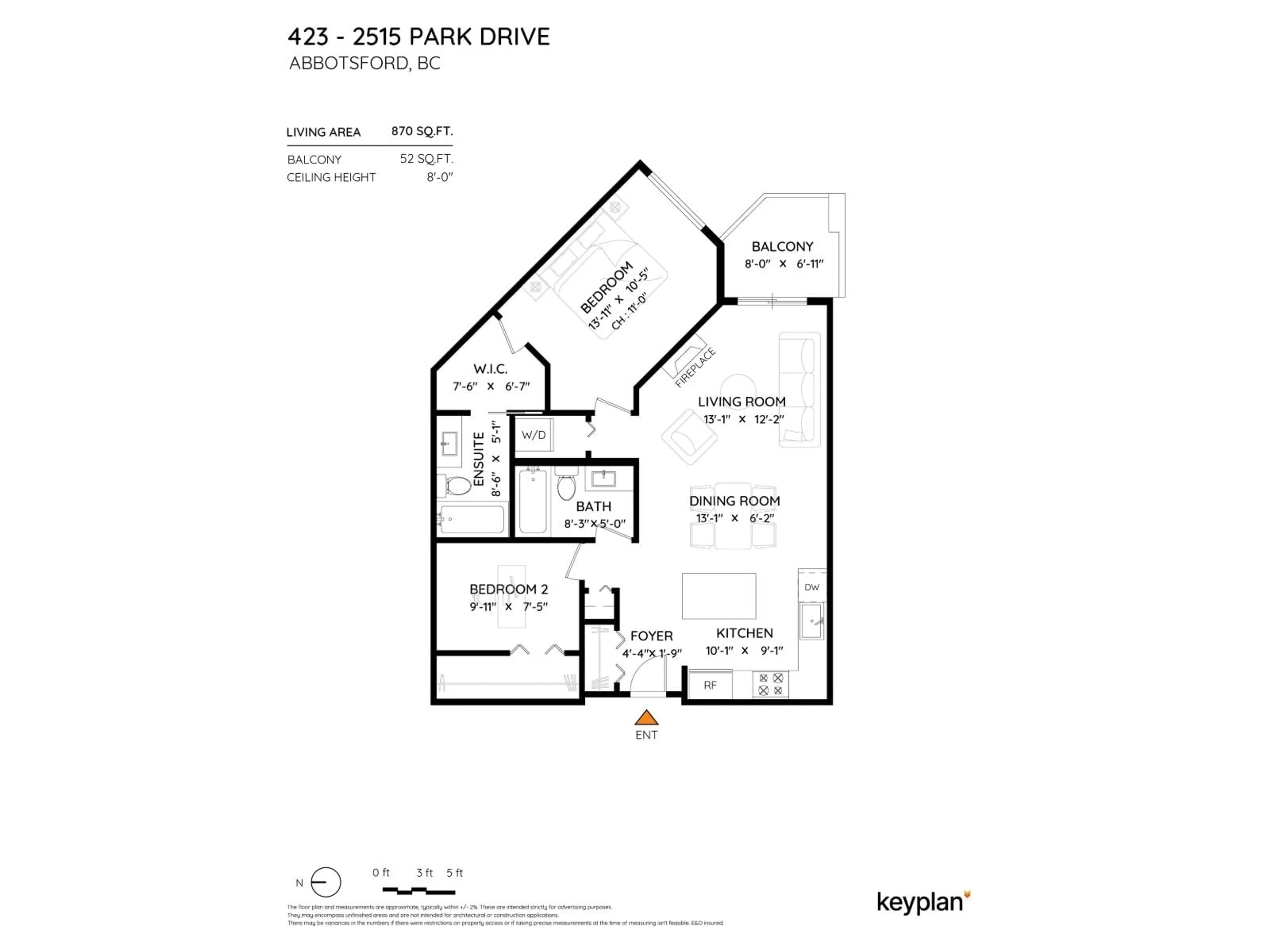 Floor plan for 423 - 2515 PARK, Abbotsford British Columbia V2S0B2