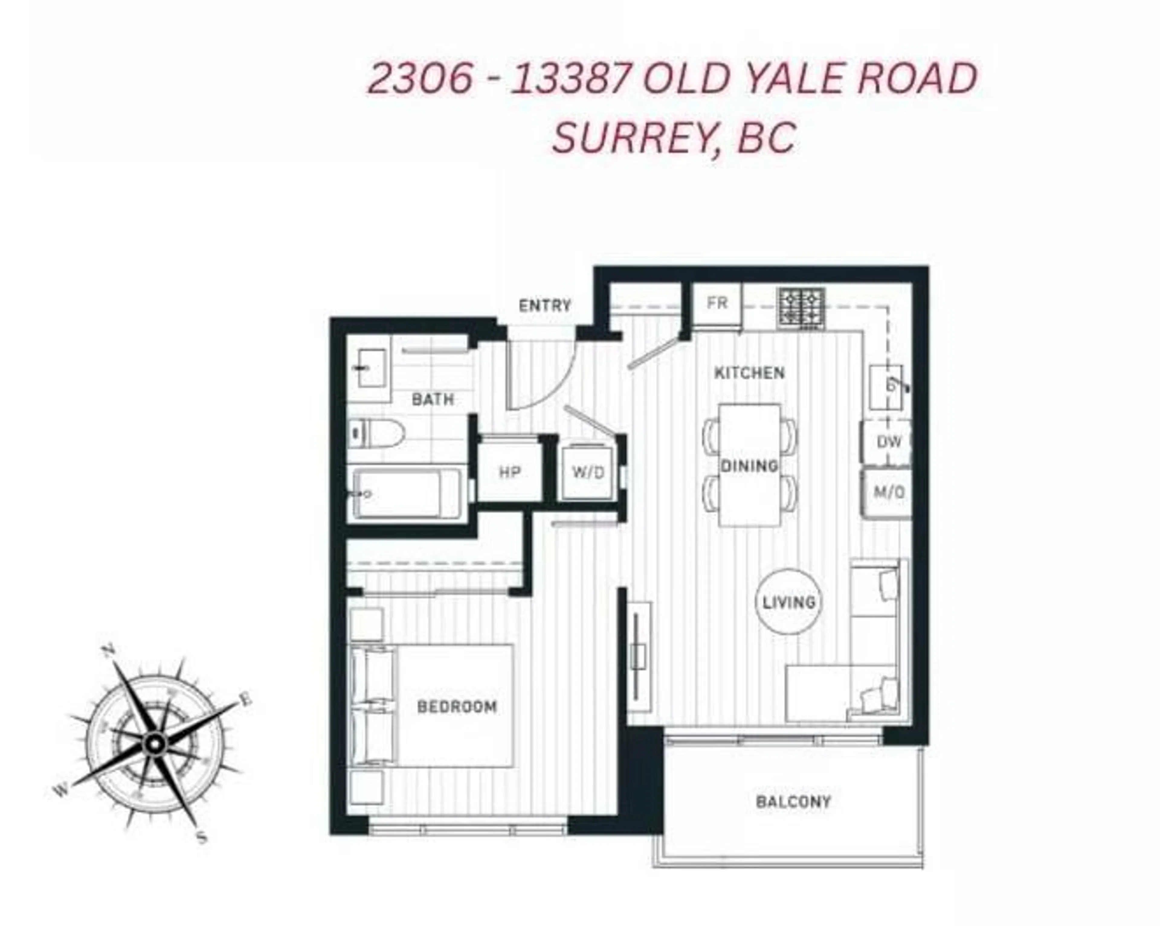 Floor plan for 2306 - 13387 OLD YALE, Surrey British Columbia V3T3C6