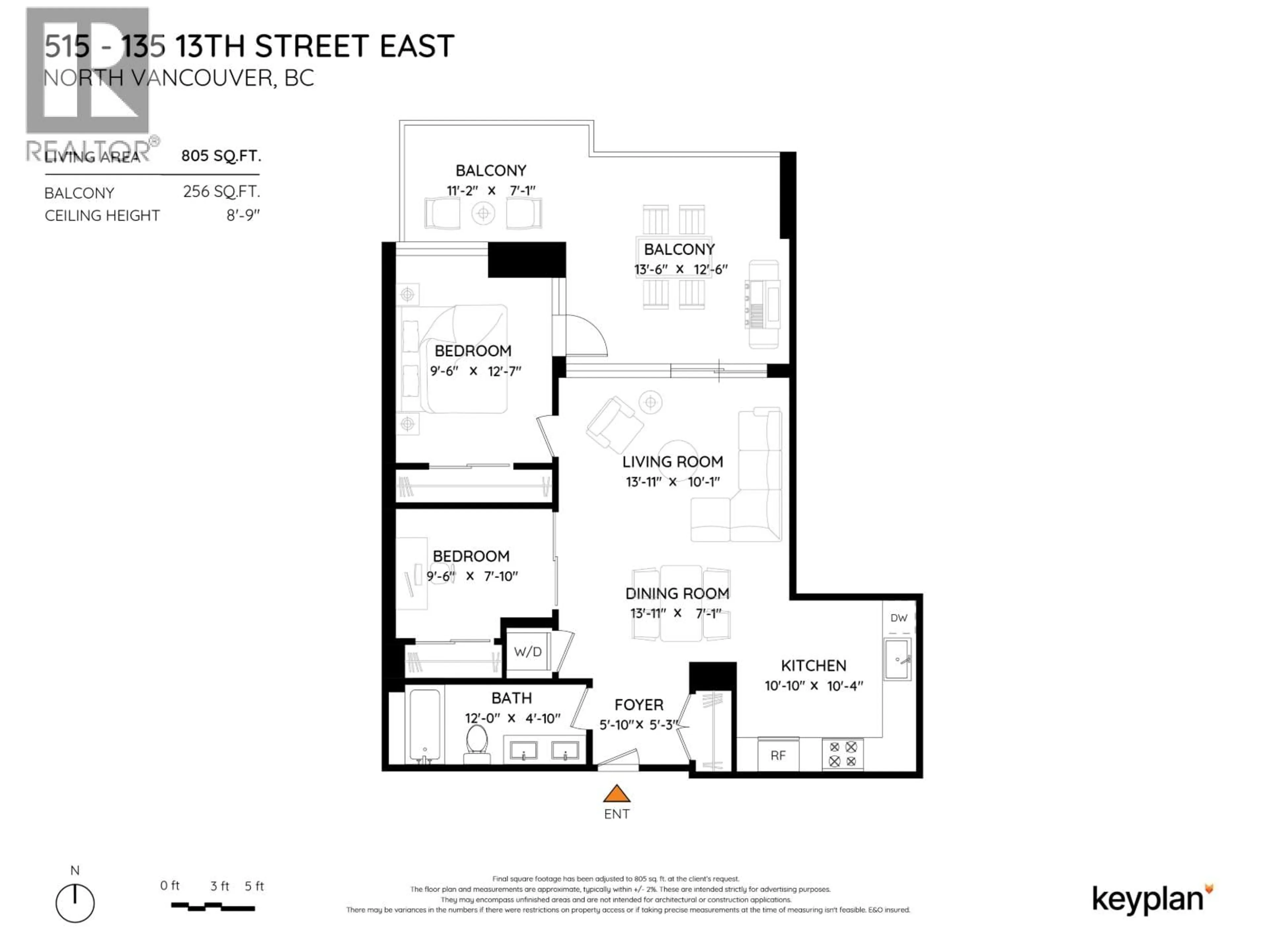 Floor plan for 515 - 135 13TH STREET, North Vancouver British Columbia V7L0J8