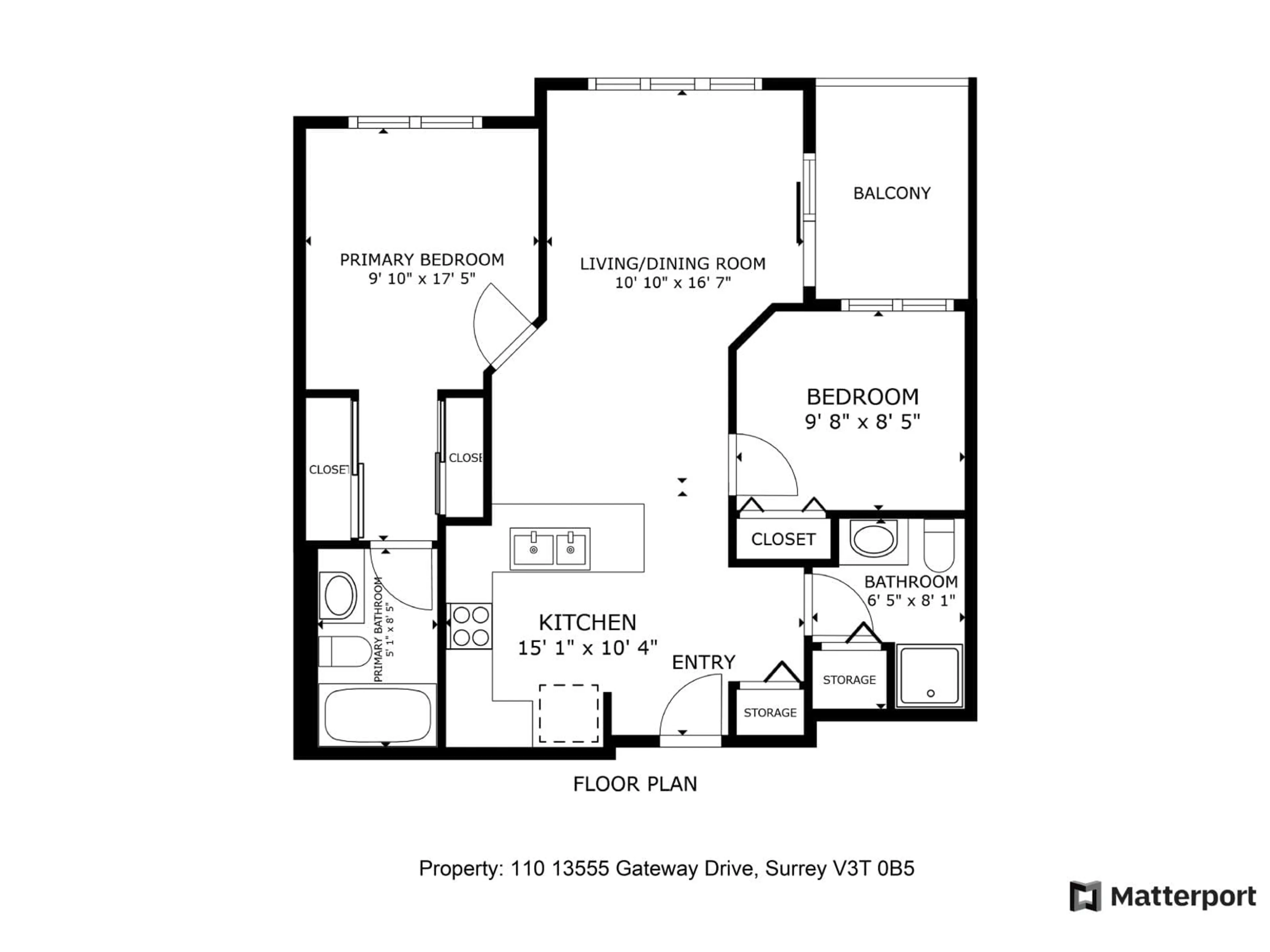 Floor plan for 110 - 13555 GATEWAY, Surrey British Columbia V3T0B5
