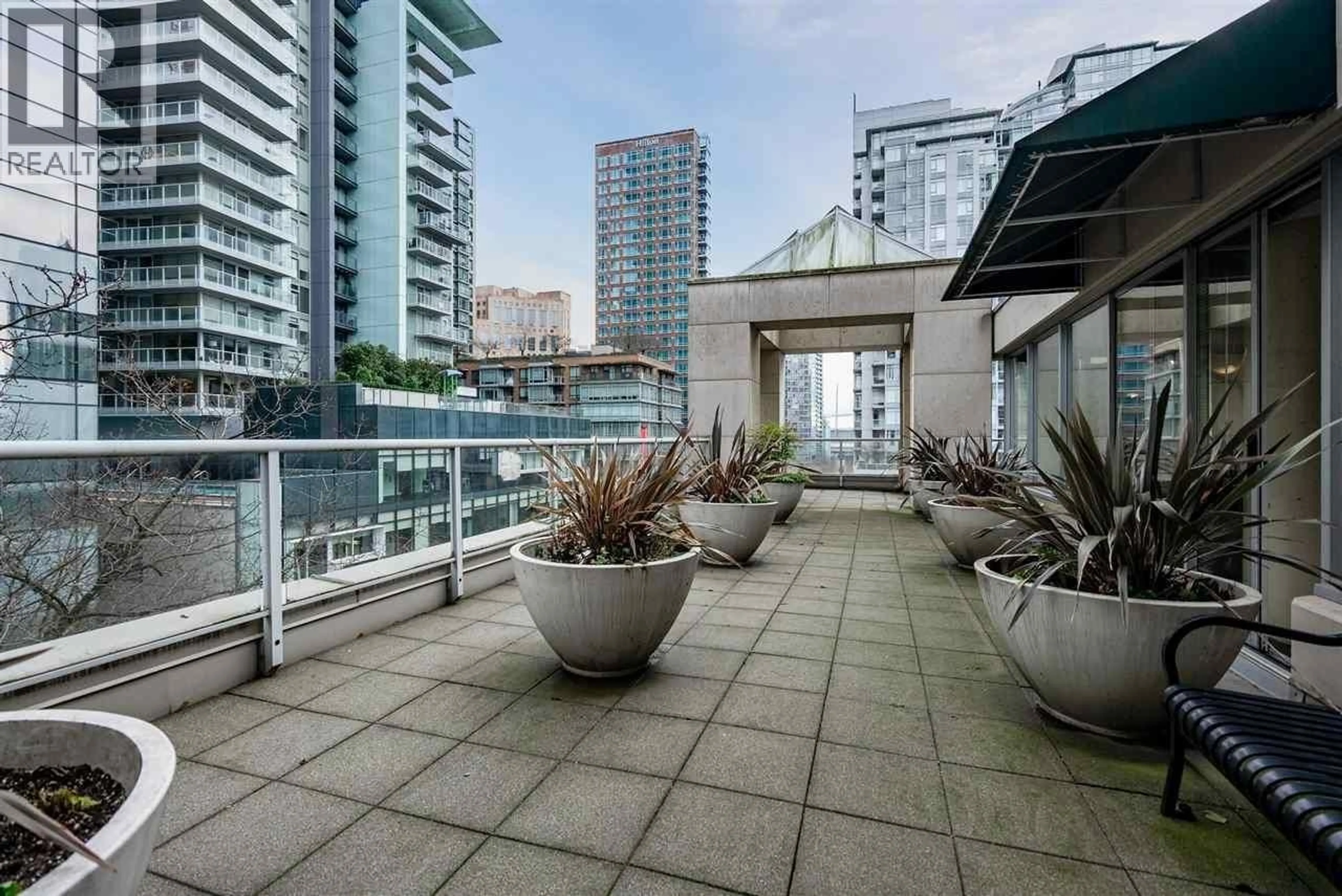Patio, city buildings view from balcony for 408 - 822 SEYMOUR STREET, Vancouver British Columbia V6B1L7