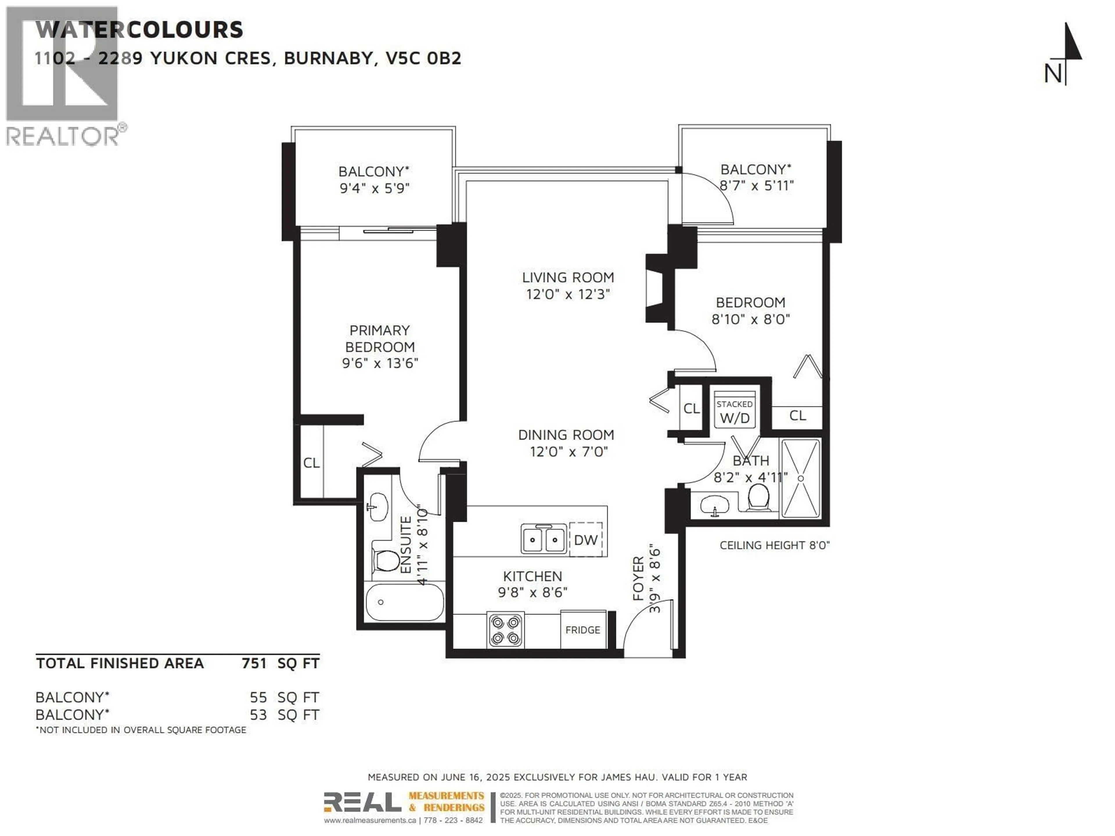 Floor plan for 1102 - 2289 YUKON CRESCENT, Burnaby British Columbia V5C0B2