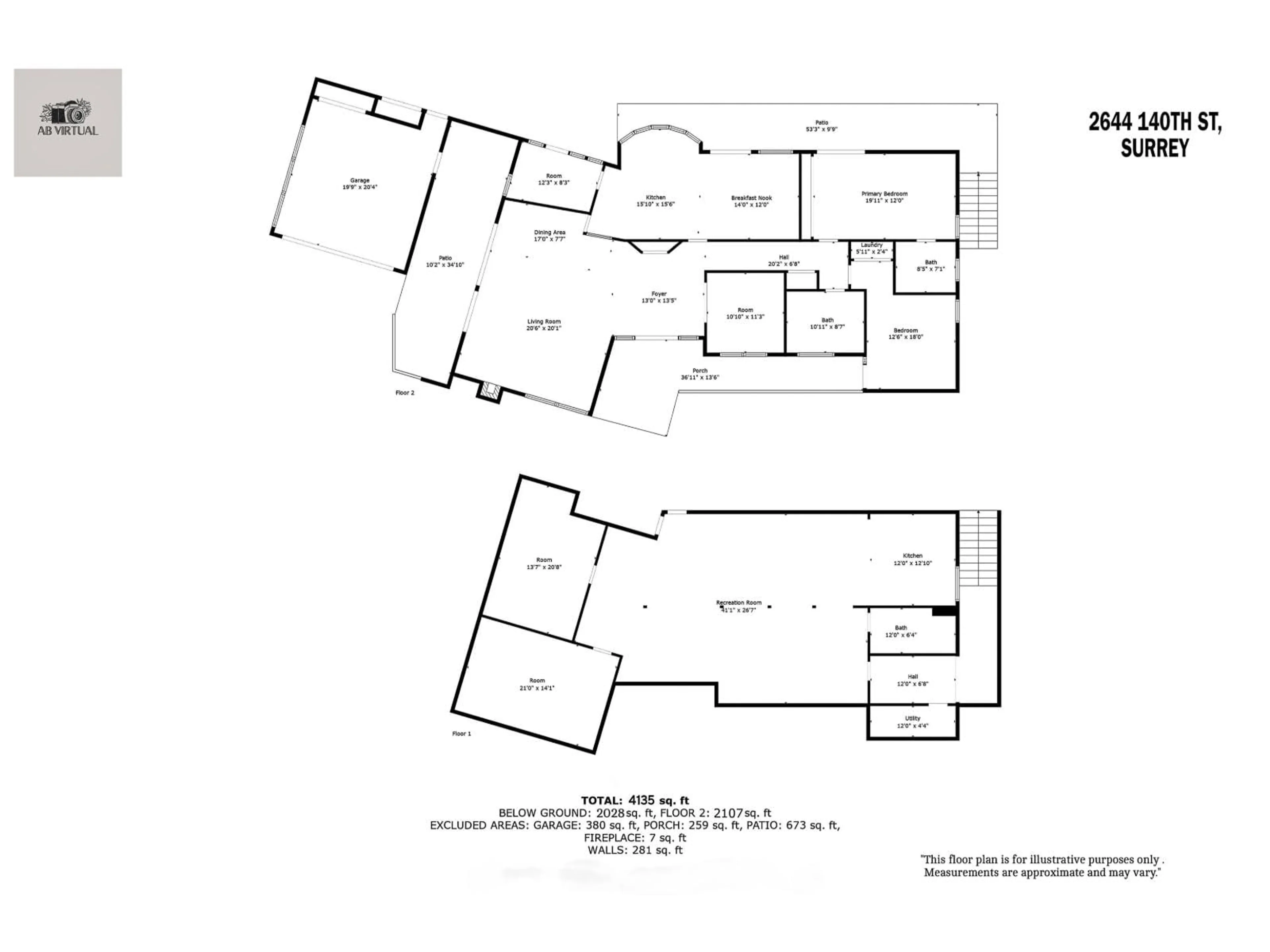 Floor plan for 2644 140, Surrey British Columbia V4P2C7