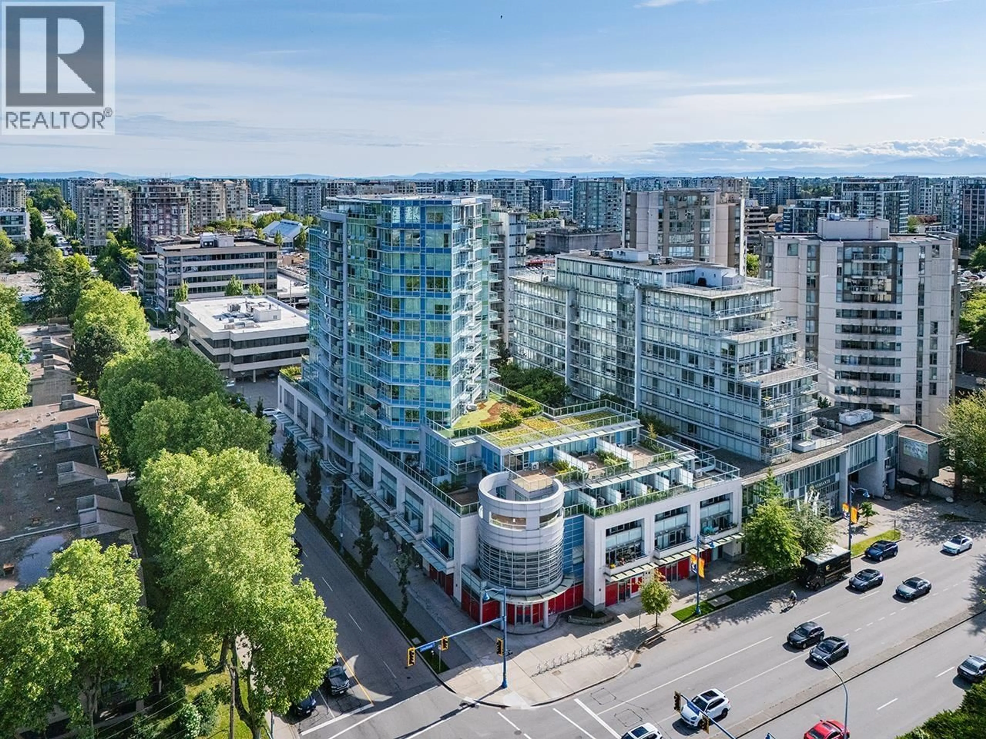 A pic from outside/outdoor area/front of a property/back of a property/a pic from drone, city buildings view from balcony for 520 - 5599 COONEY ROAD, Richmond British Columbia V6X0N8