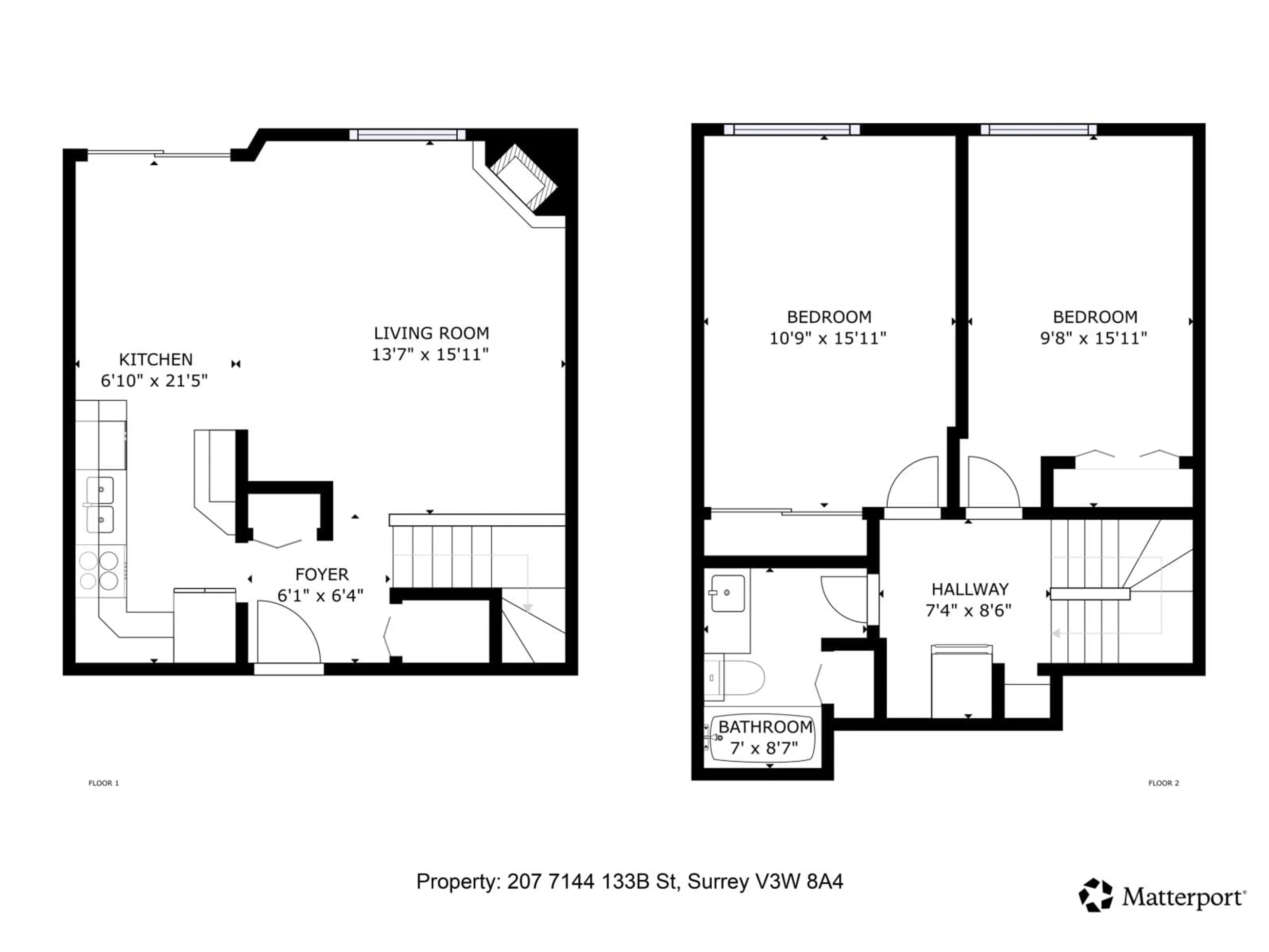 Floor plan for 207 - 7144 133B, Surrey British Columbia V3W8A4