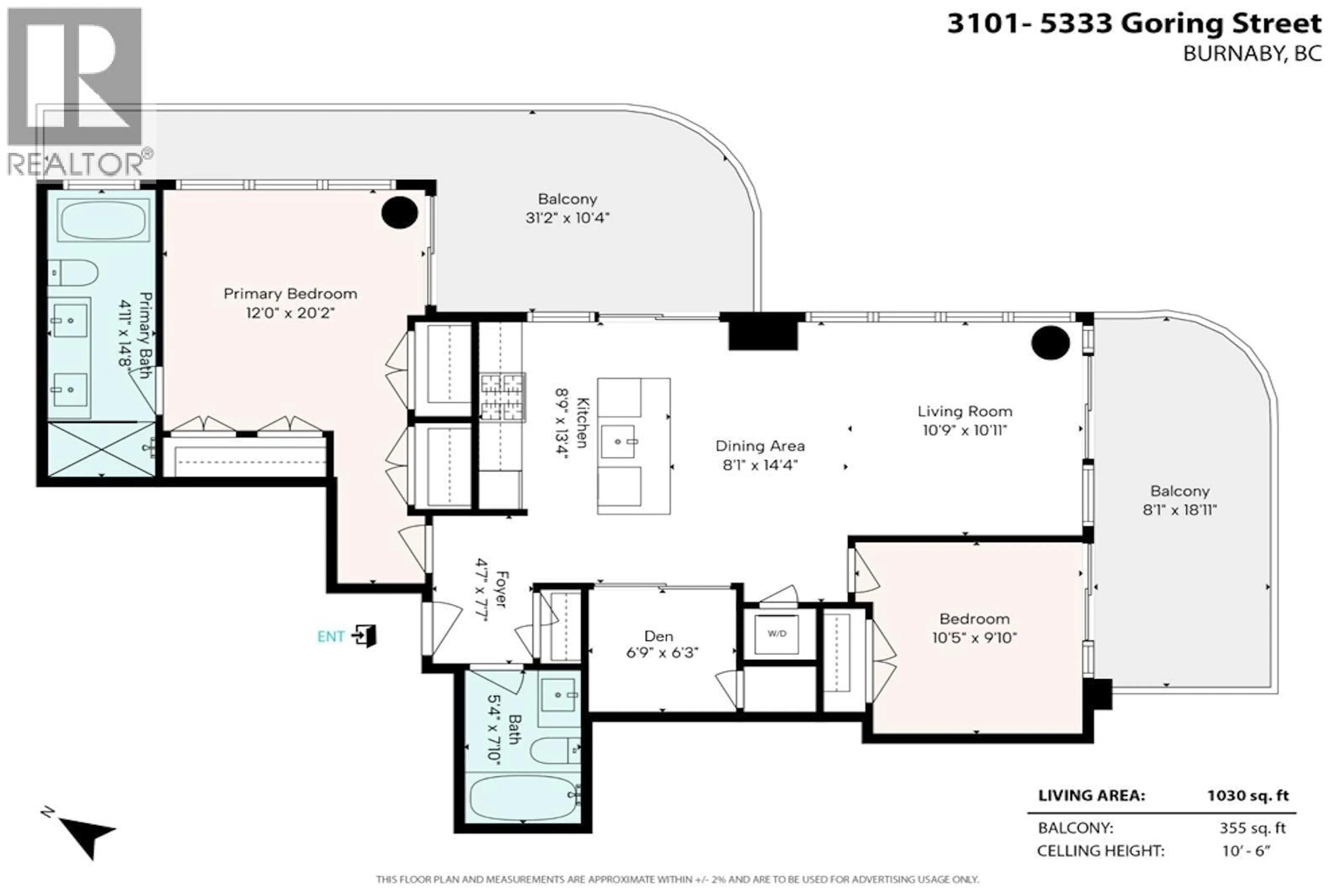 Floor plan for 3101 - 5333 GORING STREET, Burnaby British Columbia V5B0B6