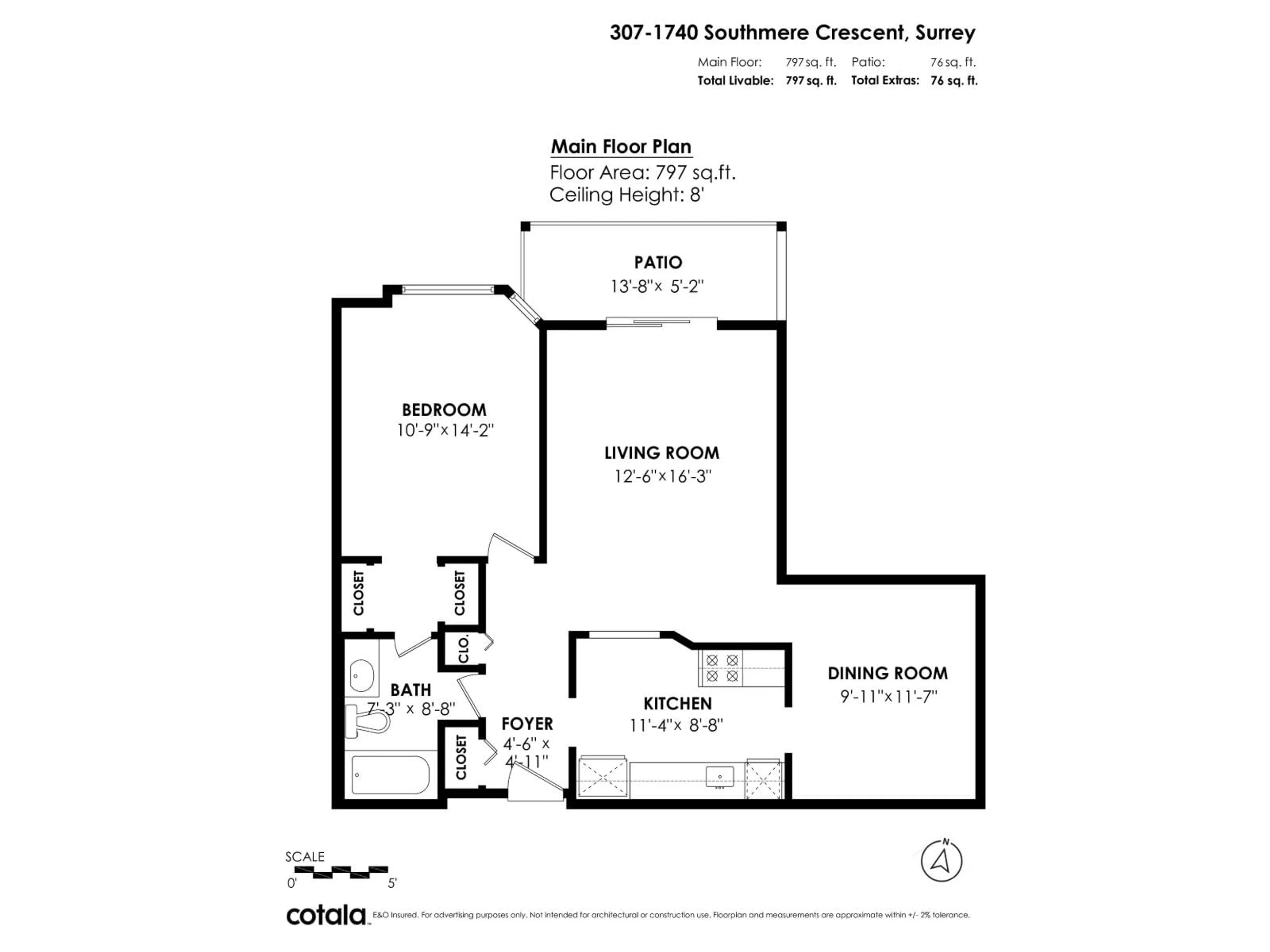 Floor plan for 307 - 1740 SOUTHMERE, Surrey British Columbia V4A6E4