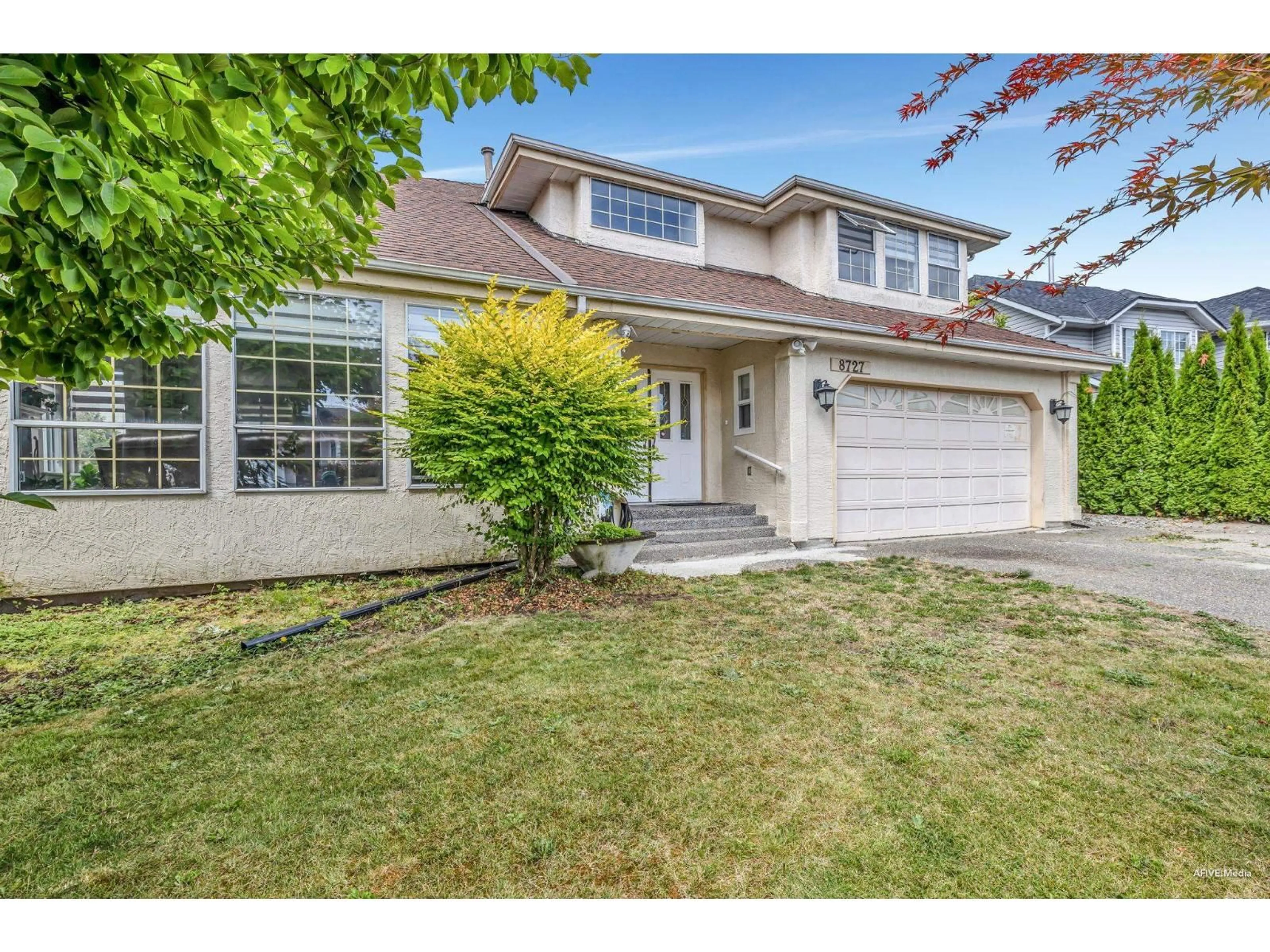 Home with vinyl exterior material, street for 8727 142A, Surrey British Columbia V3W4G4