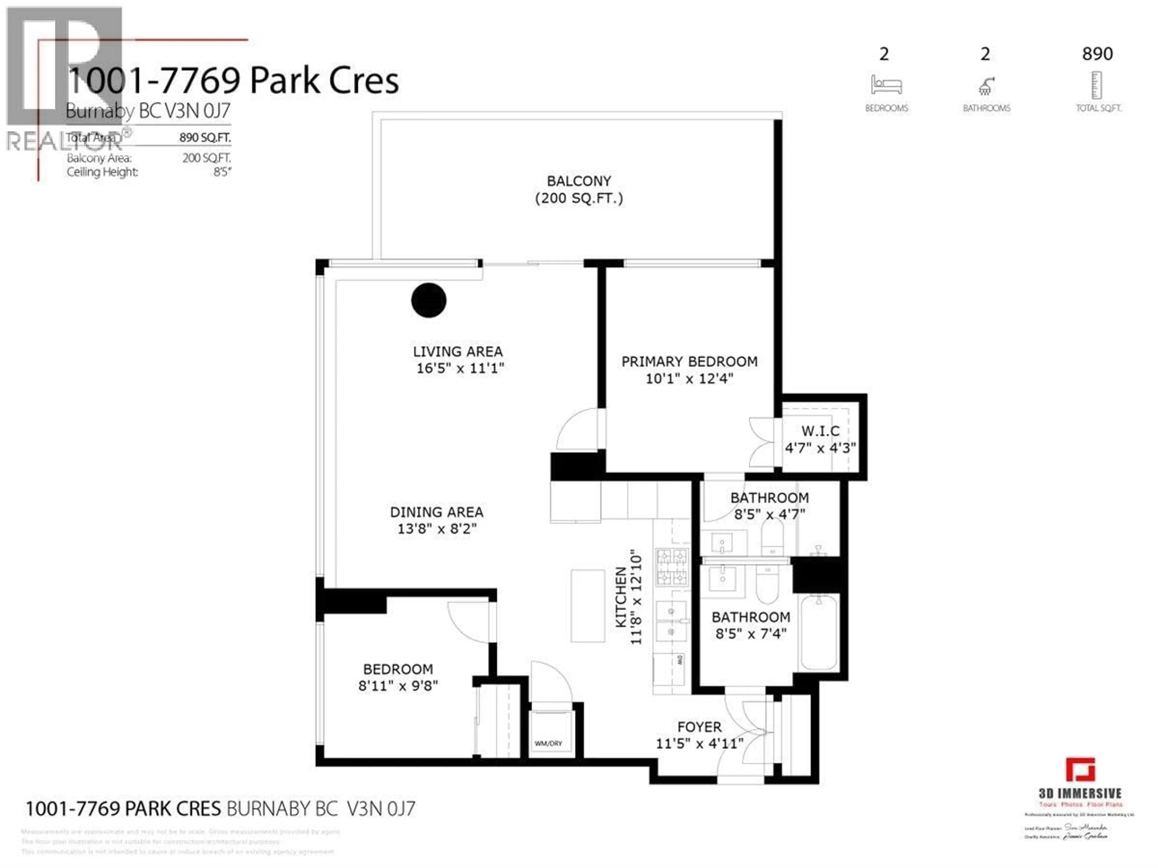 Floor plan for 1001 - 7769 PARK CRESCENT, Burnaby British Columbia V3N0J7