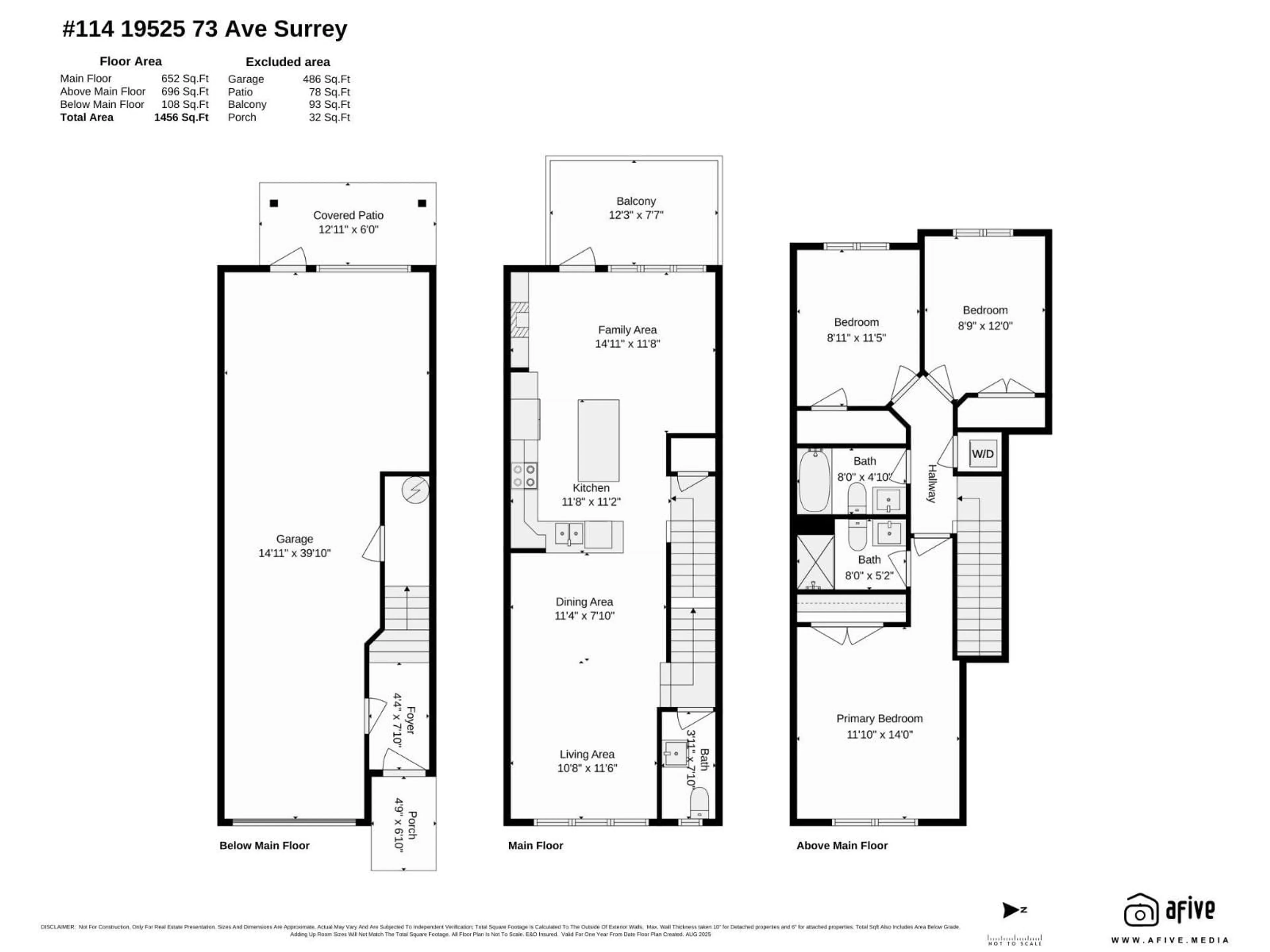 Floor plan for 114 - 19525 73, Surrey British Columbia V4N6L7