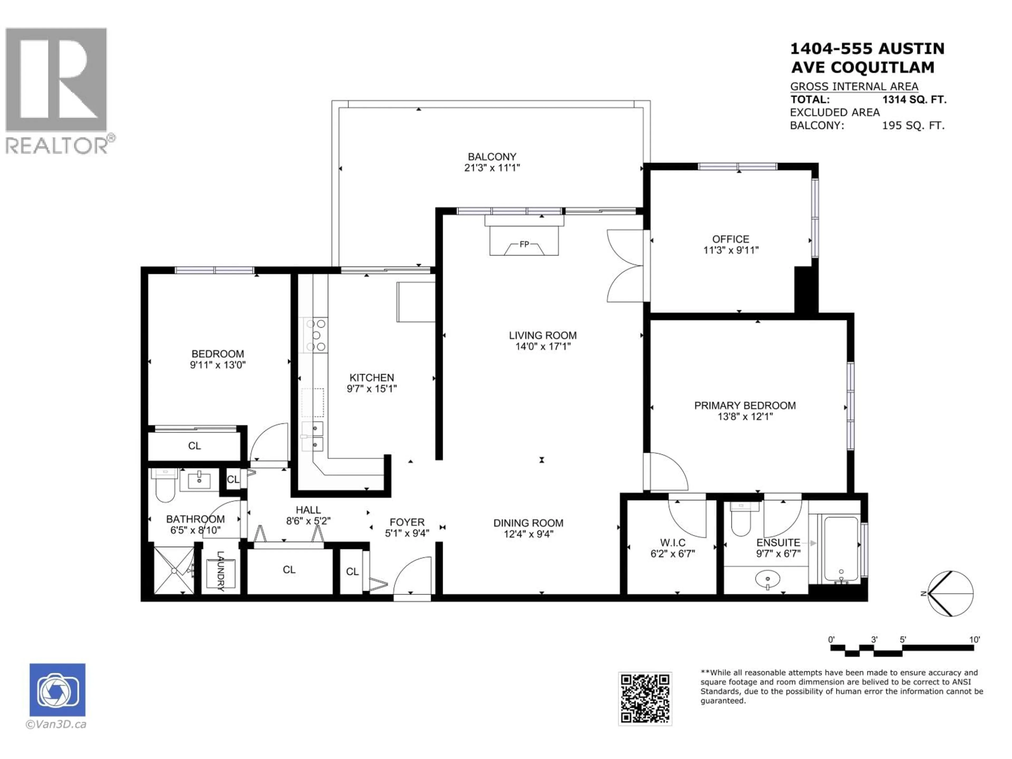 Floor plan for 1404 - 555 AUSTIN AVENUE, Coquitlam British Columbia V3K6R8
