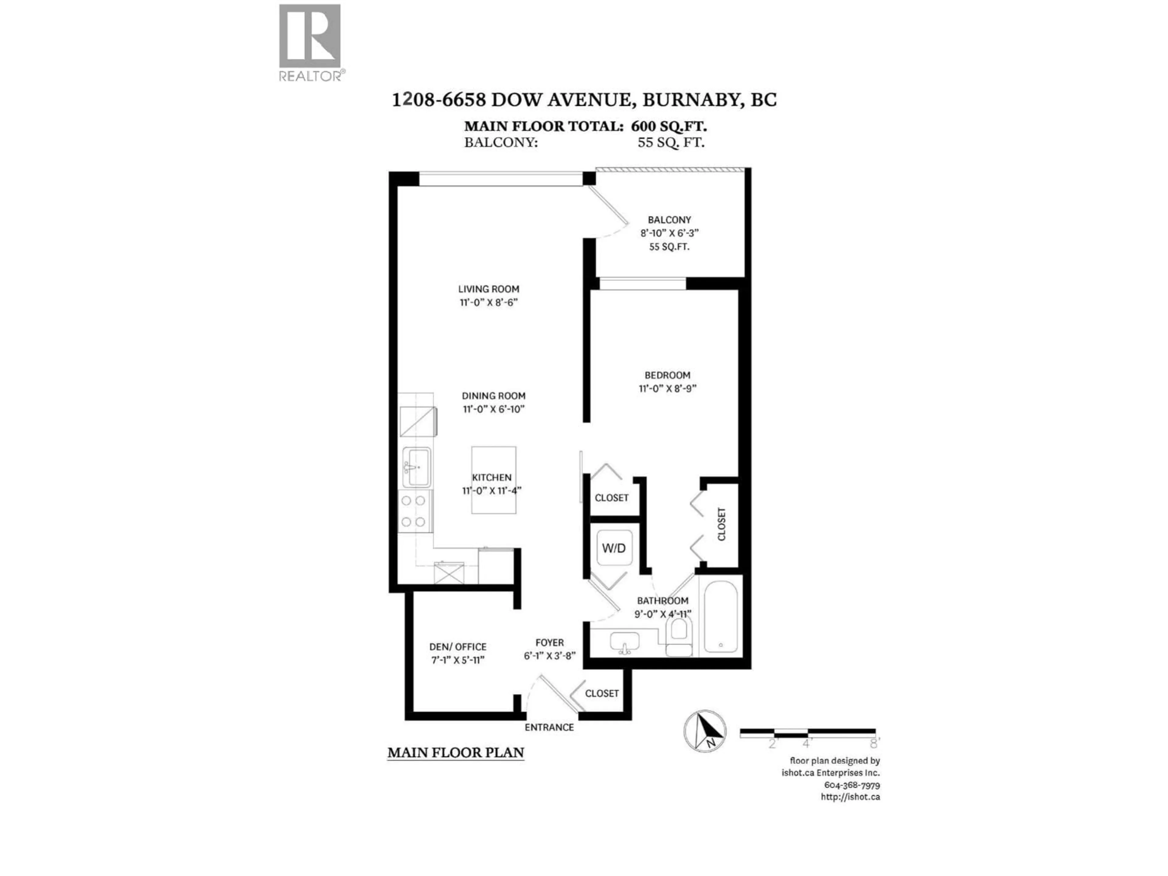 Floor plan for 1208 - 6658 DOW AVENUE, Burnaby British Columbia V5H0C7