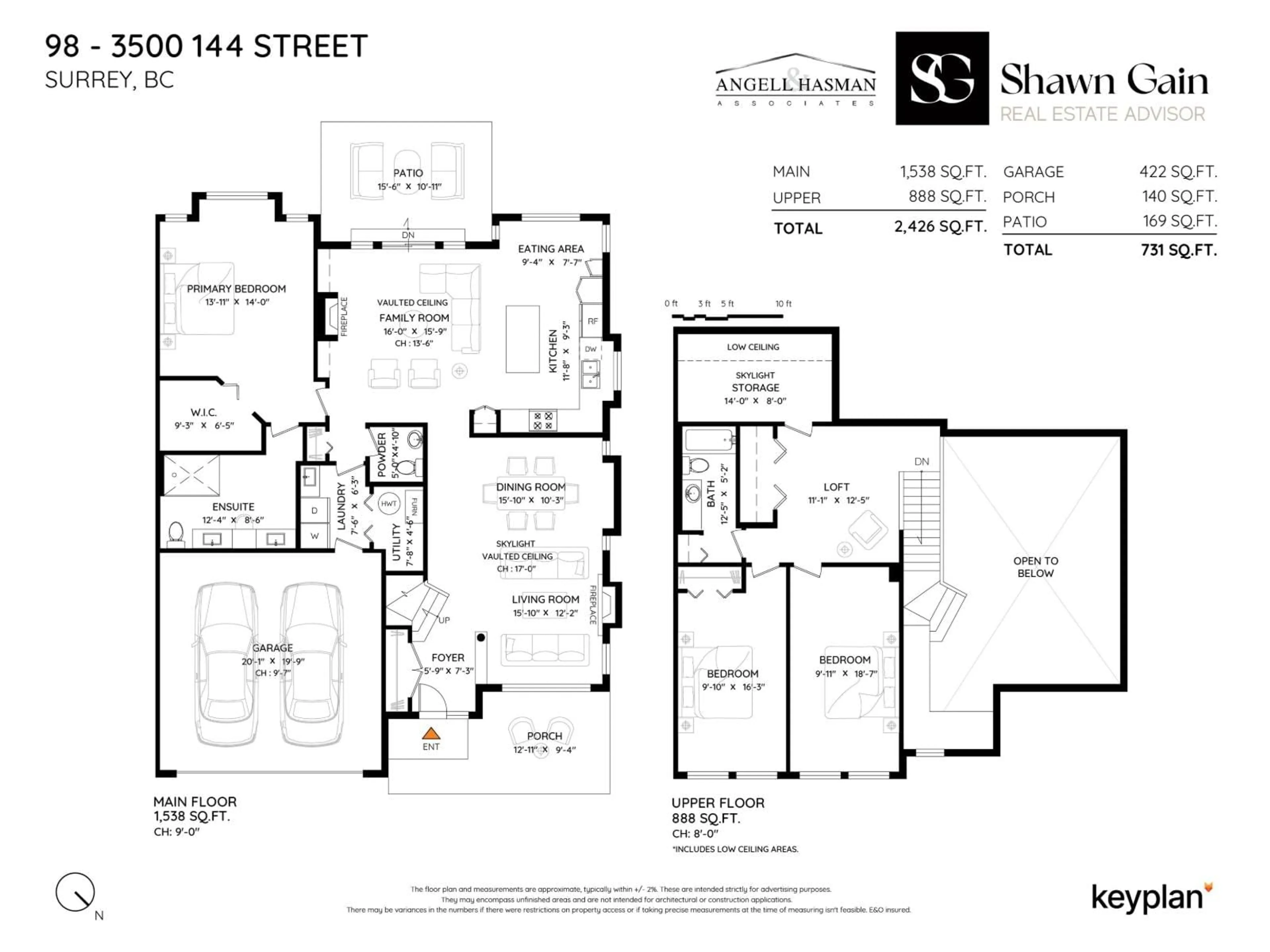 Floor plan for 98 - 3500 144, Surrey British Columbia V4P3J6