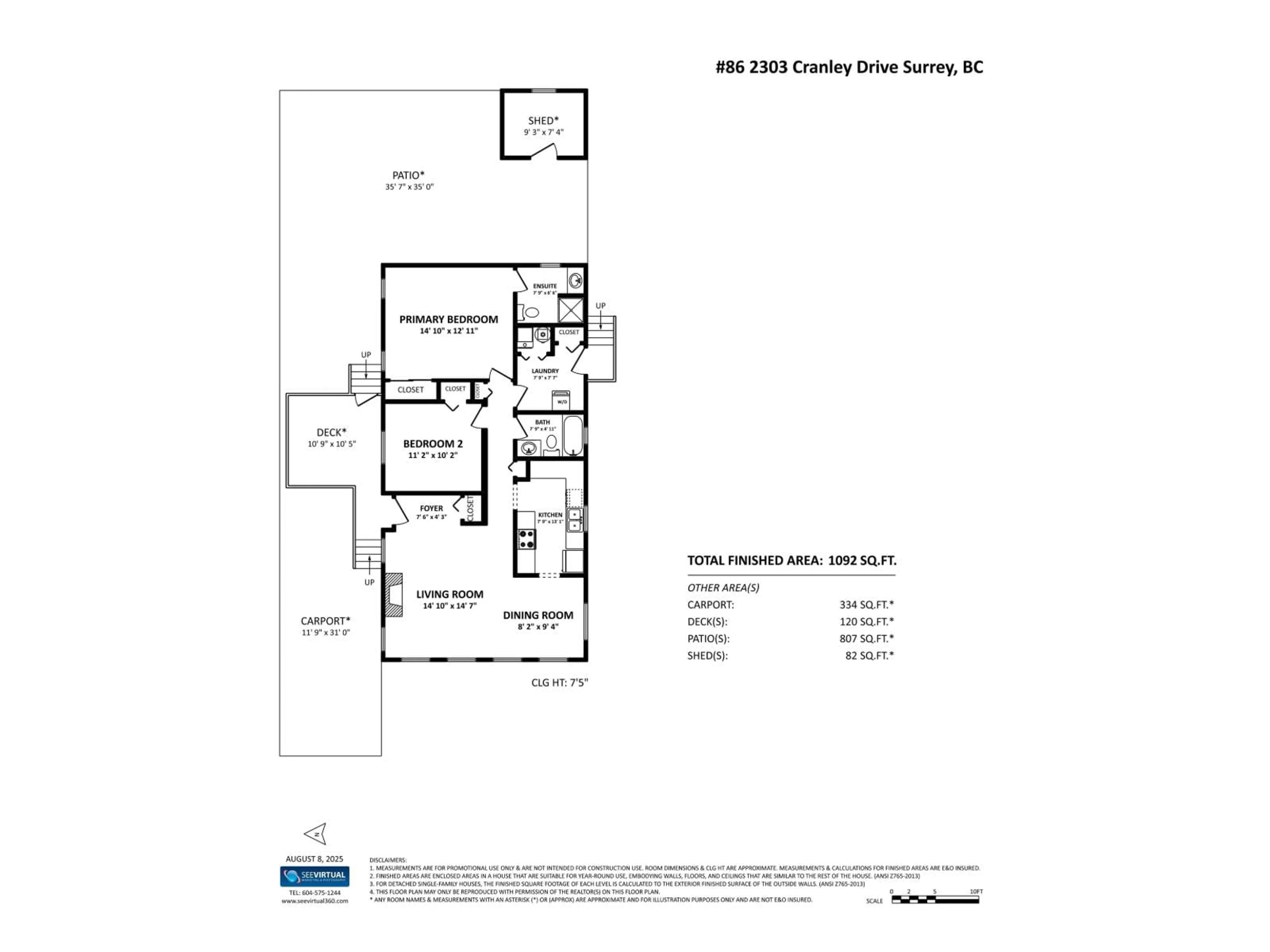 Floor plan for 86 - 2303 CRANLEY, Surrey British Columbia V4A7V3