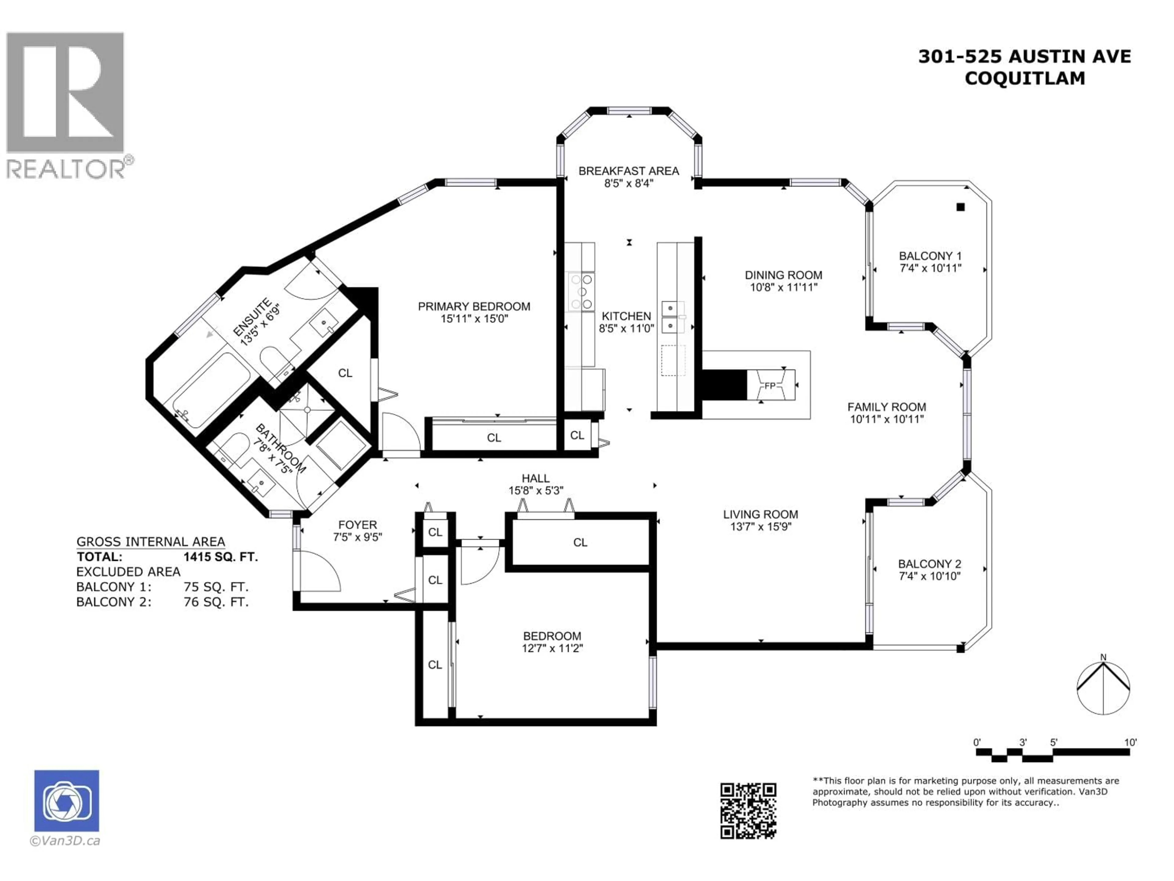 Floor plan for 301 - 525 AUSTIN AVENUE, Coquitlam British Columbia V3K3M6