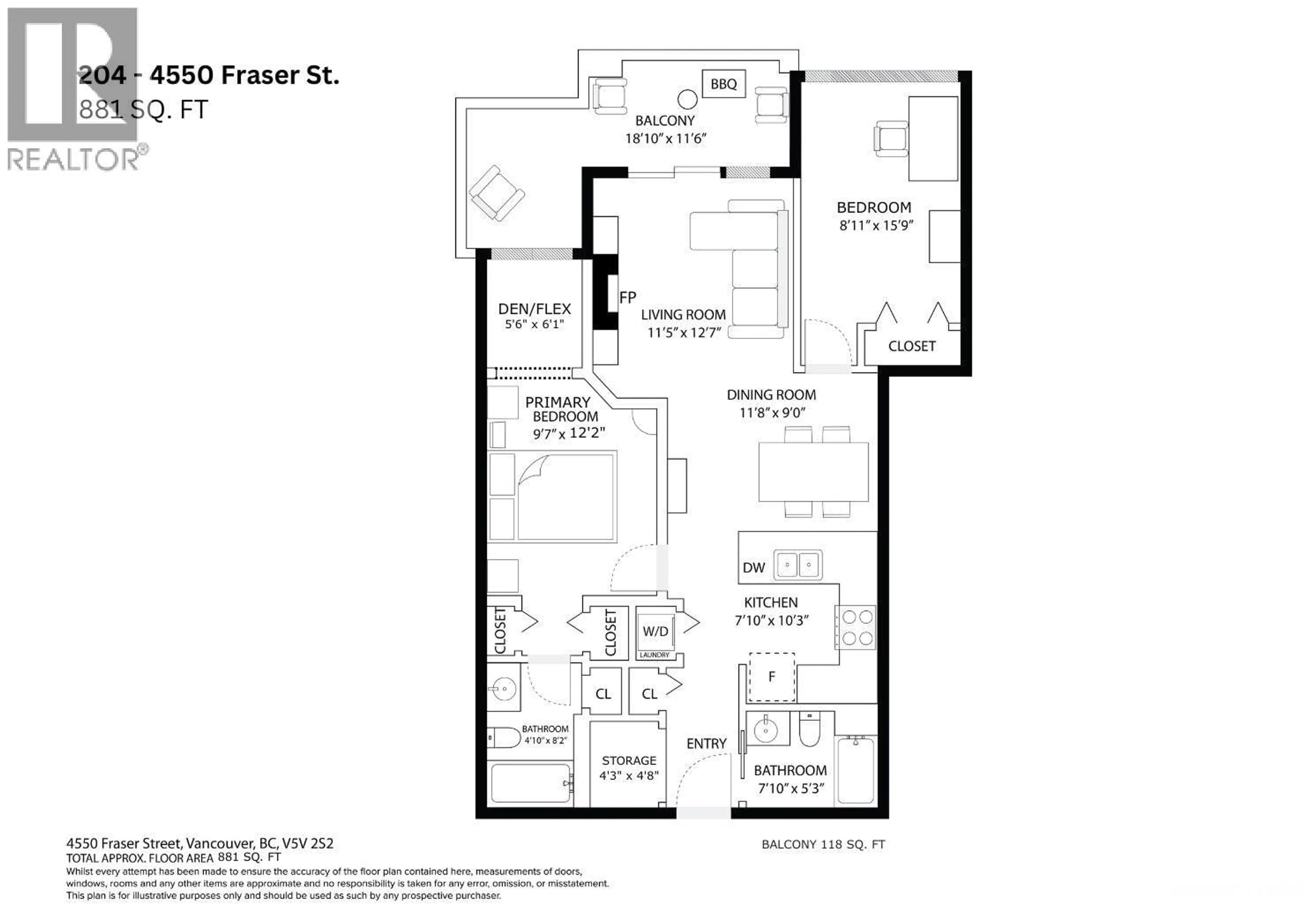 Floor plan for 204 - 4550 FRASER STREET, Vancouver British Columbia V5V4G8