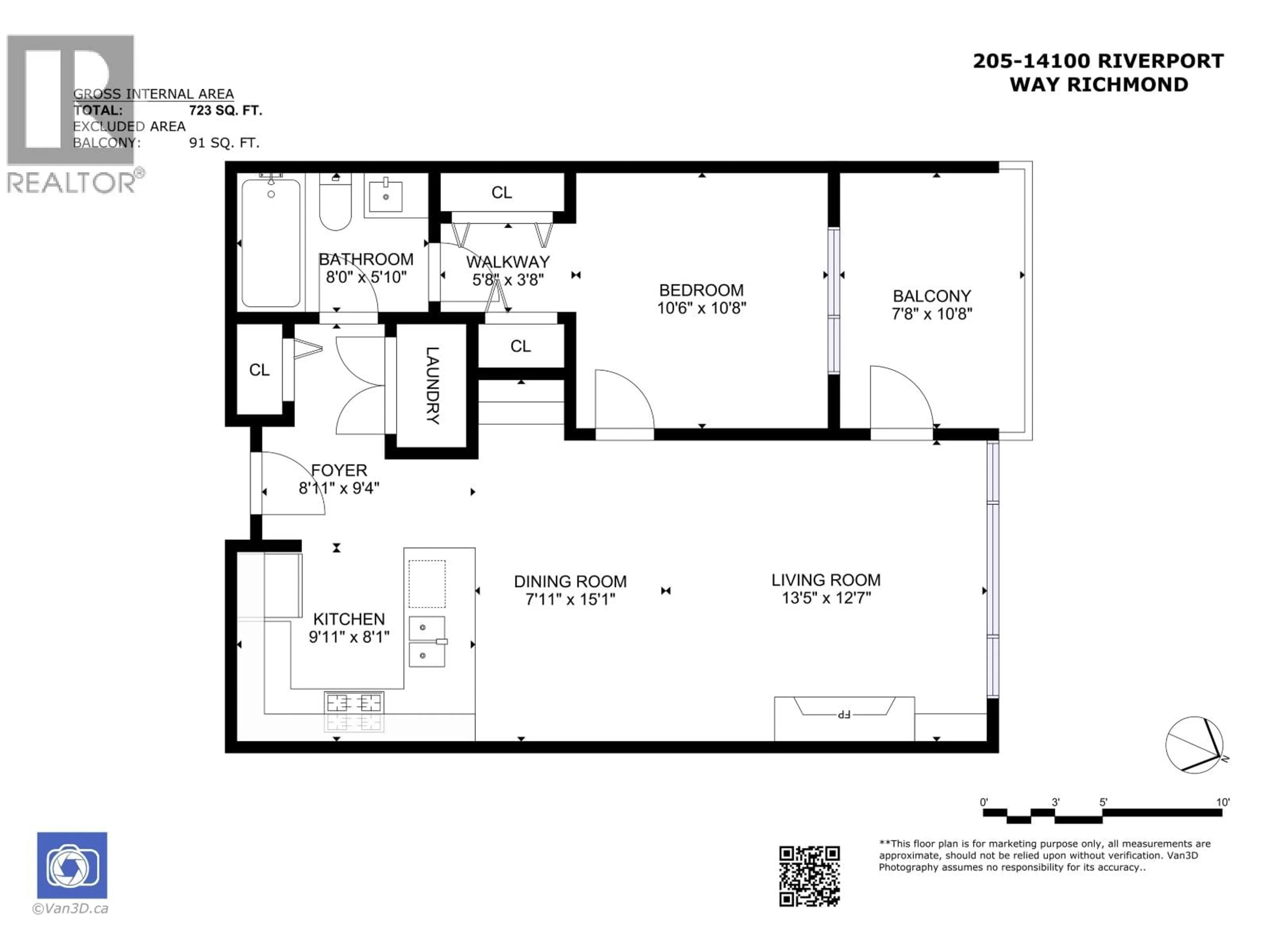 Floor plan for 205 - 14100 RIVERPORT WAY, Richmond British Columbia V6W1M3