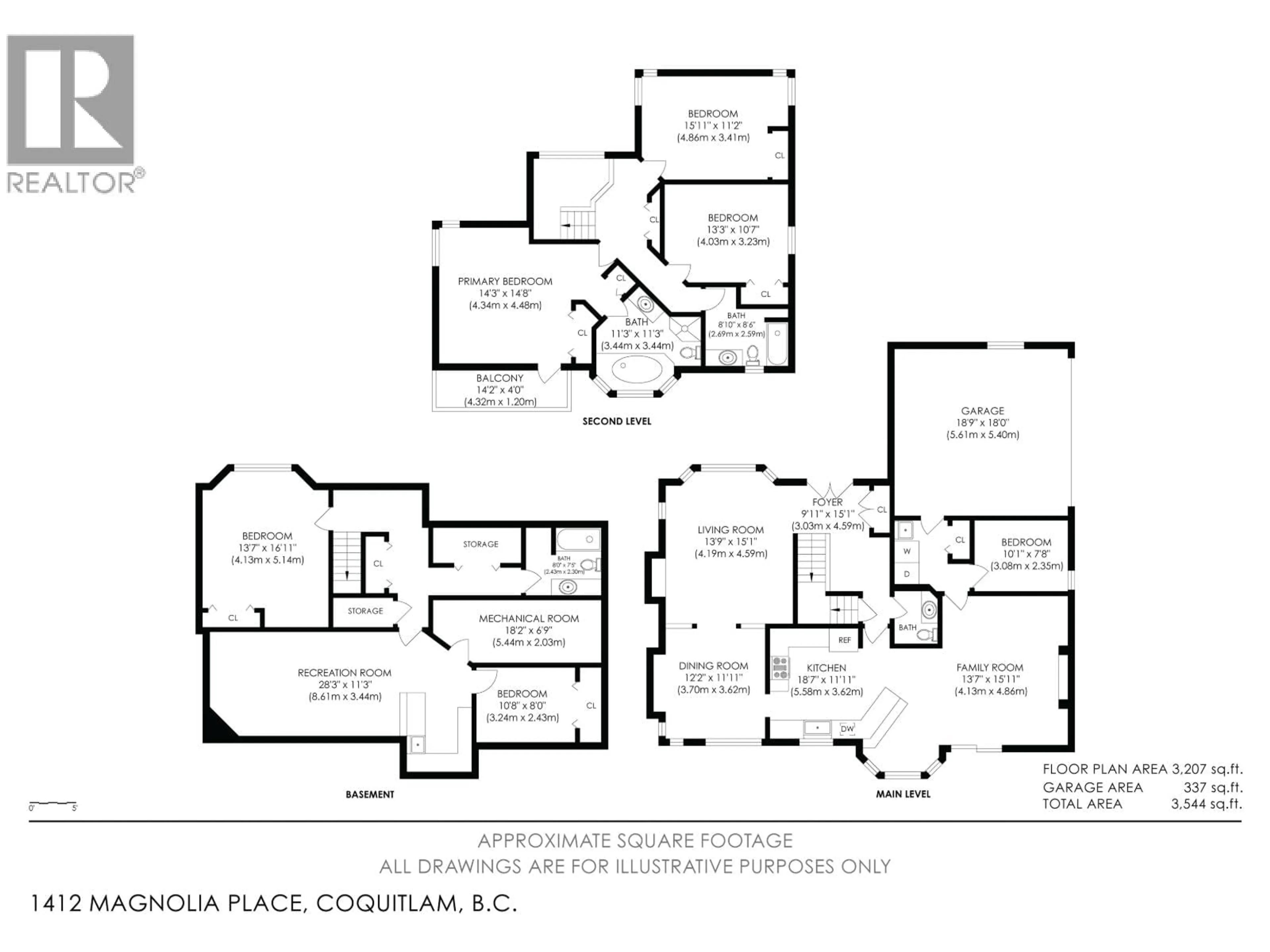 Floor plan for 1412 MAGNOLIA PLACE, Coquitlam British Columbia V3H4S8
