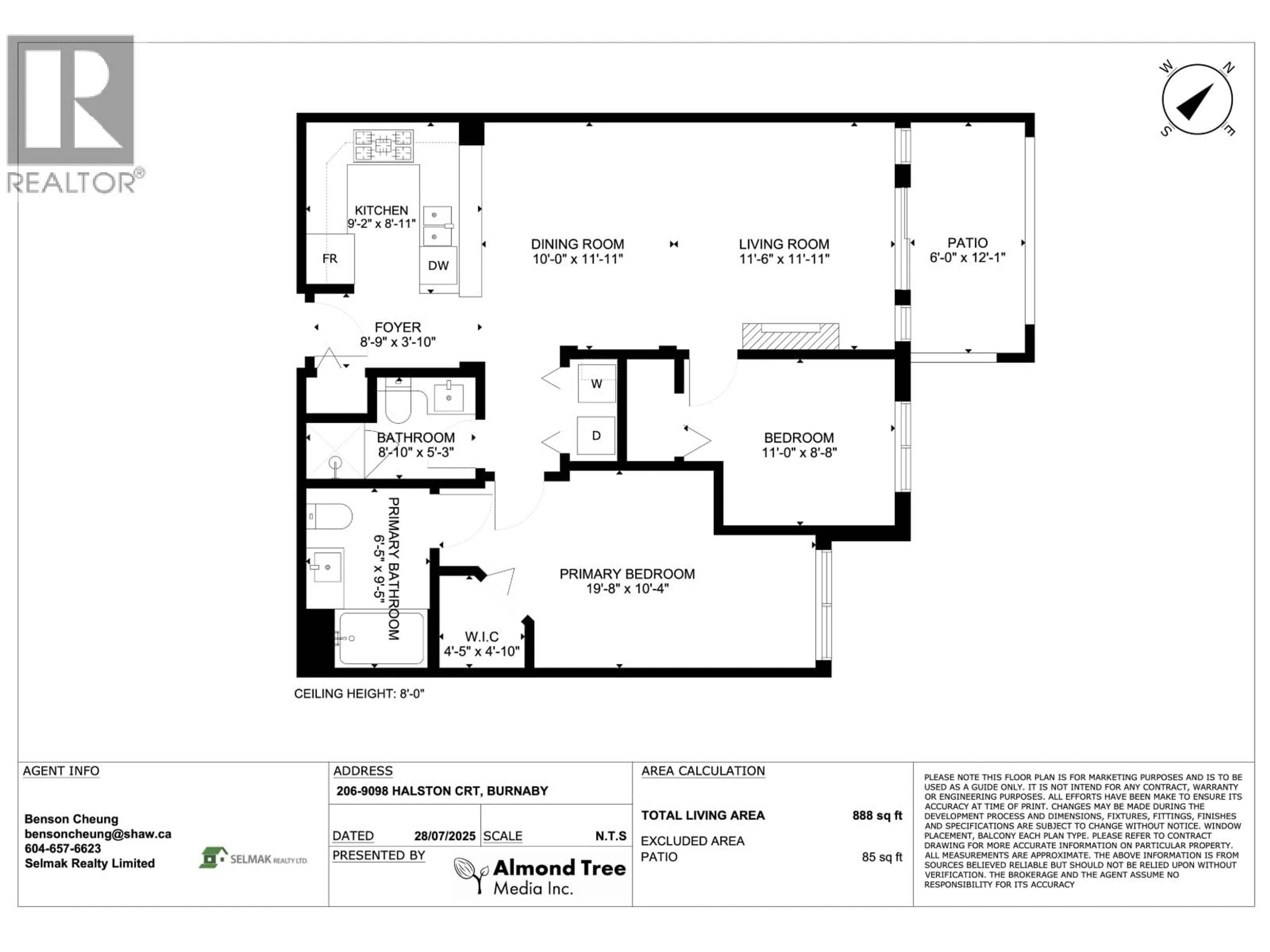Floor plan for 206 - 9098 HALSTON COURT, Burnaby British Columbia V3N0A6