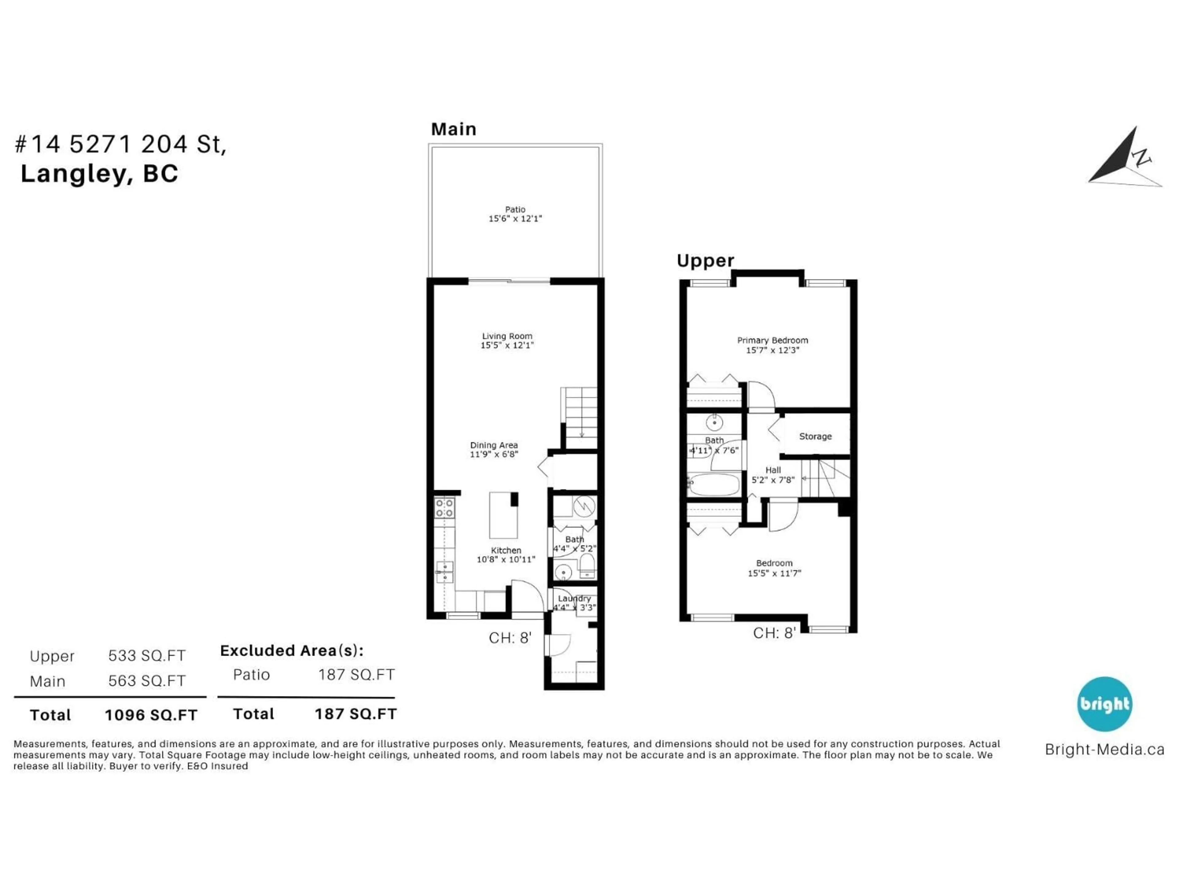 Floor plan for 14 - 5271 204, Langley British Columbia V3A5X1