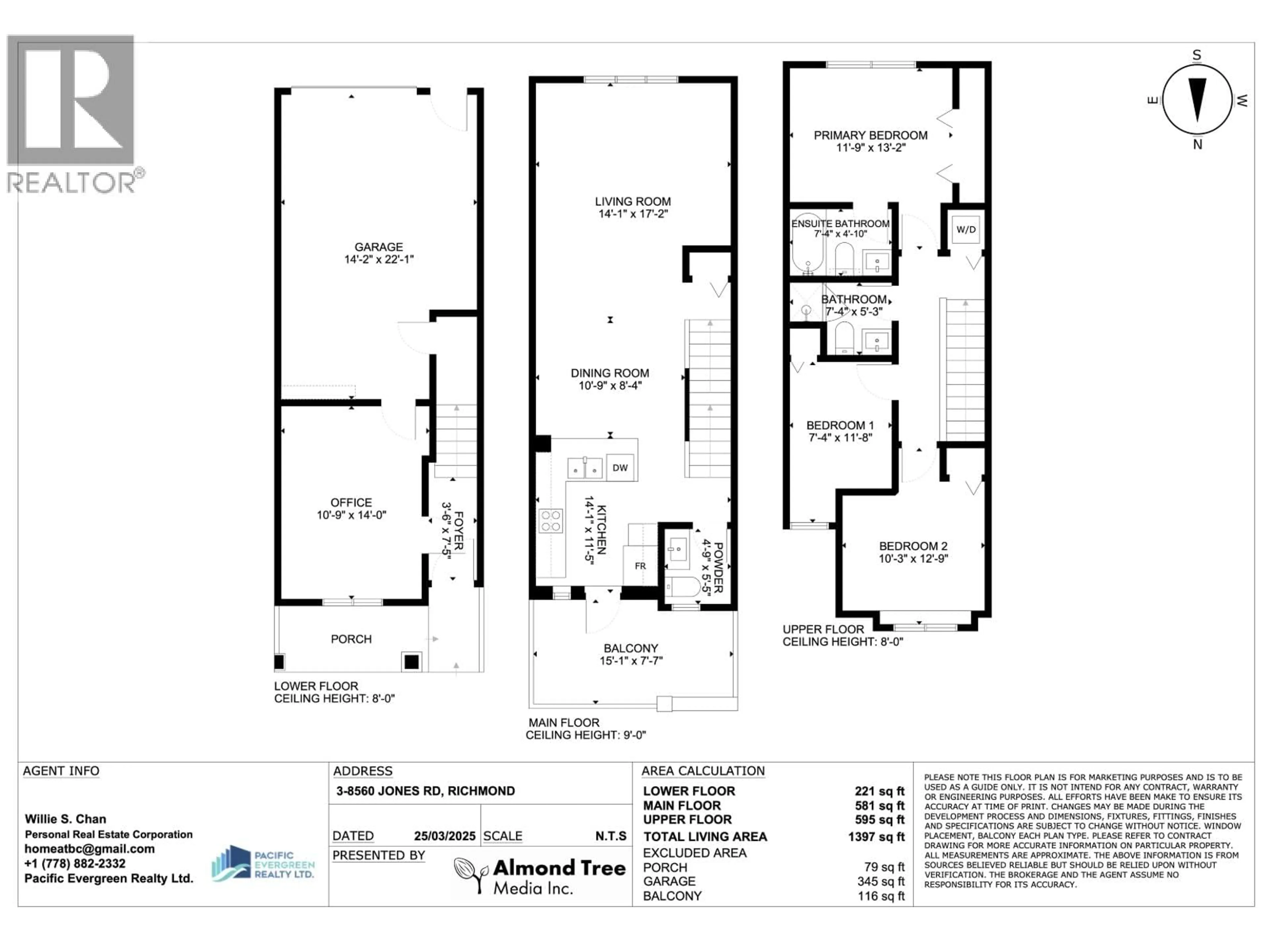 Floor plan for 3 - 8560 JONES ROAD, Richmond British Columbia V6Y1L8