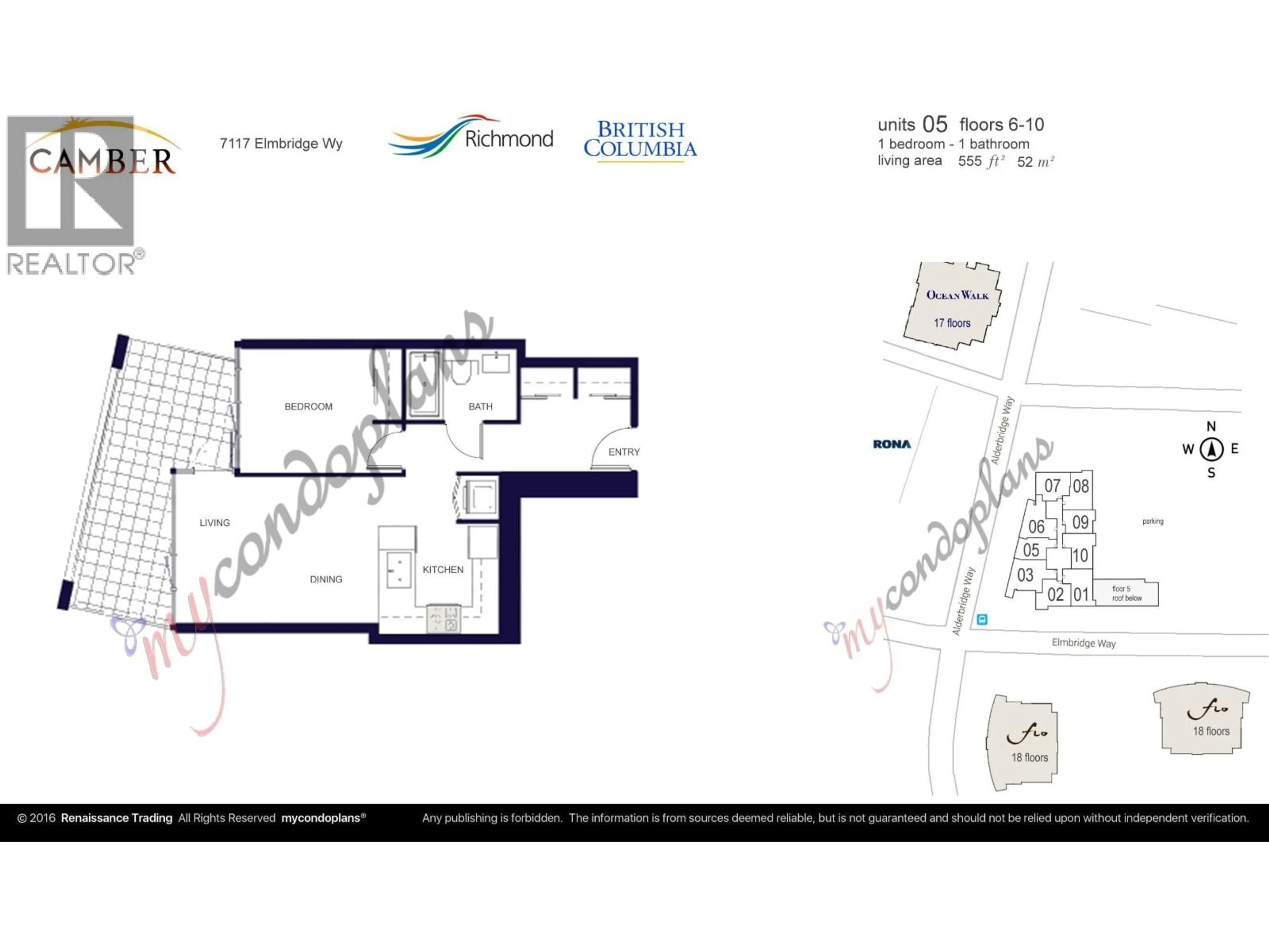 Floor plan for 605 - 7117 ELMBRIDGE WAY, Richmond British Columbia V6X0J2
