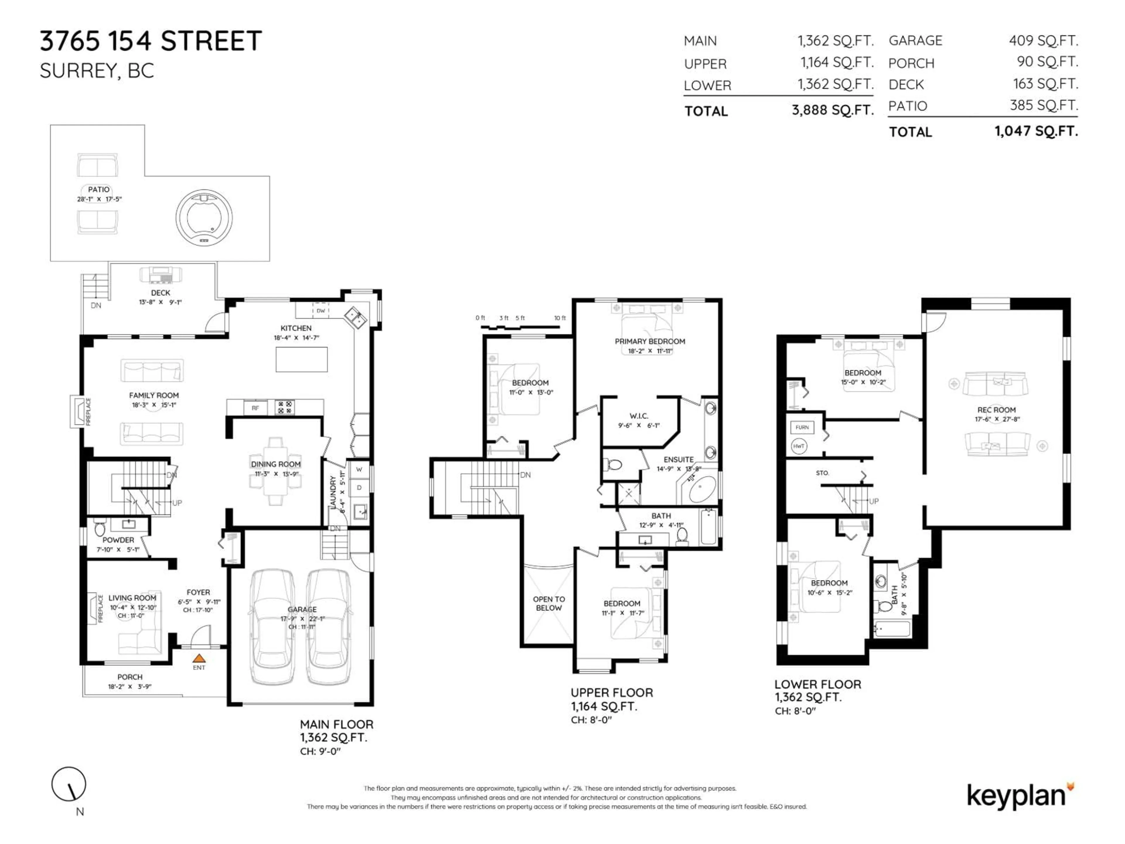 Floor plan for 3765 154, Surrey British Columbia V3Z0V2