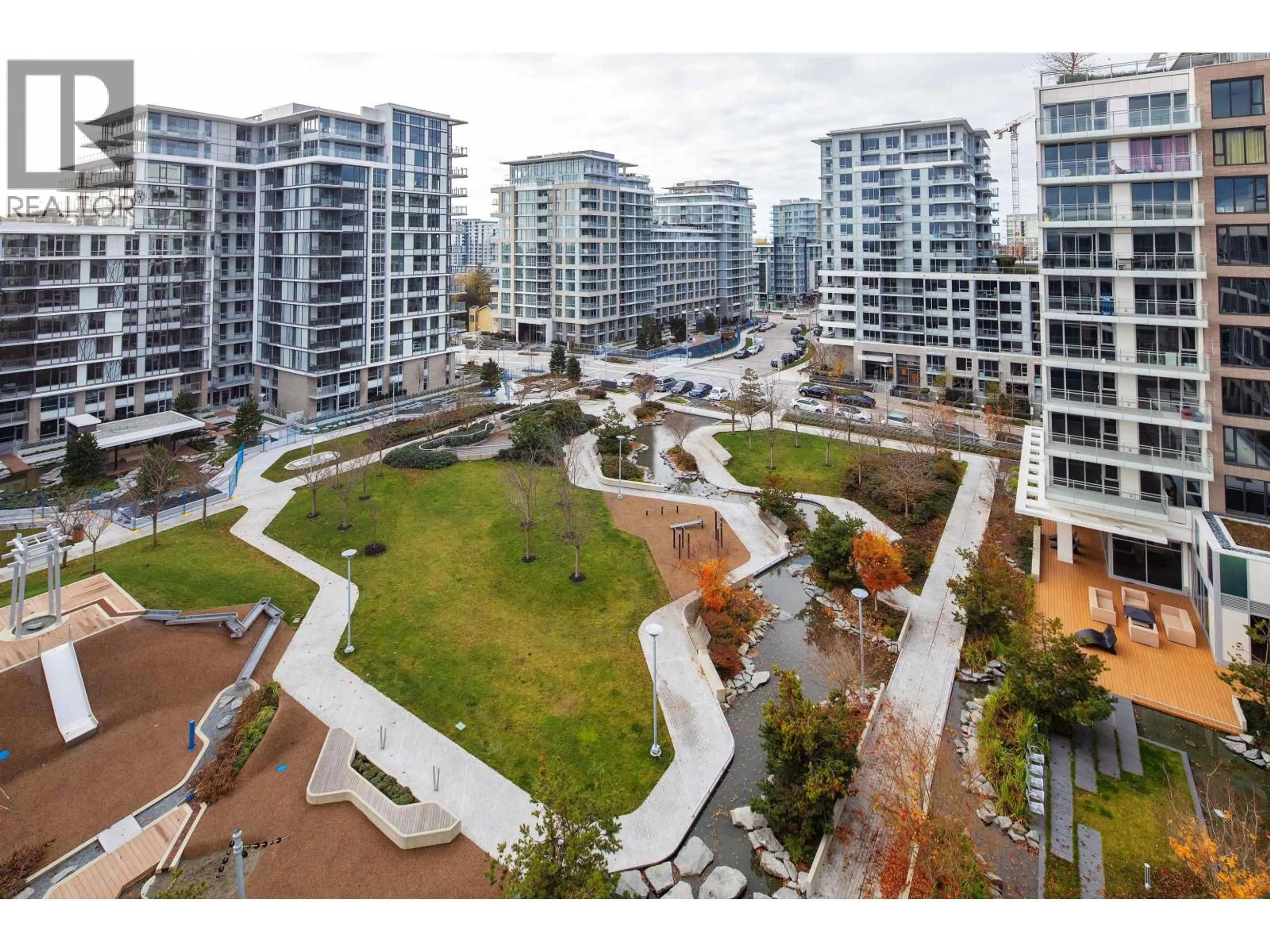 A pic from outside/outdoor area/front of a property/back of a property/a pic from drone, city buildings view from balcony for 1122 - 8988 PATTERSON ROAD, Richmond British Columbia V6X0R2
