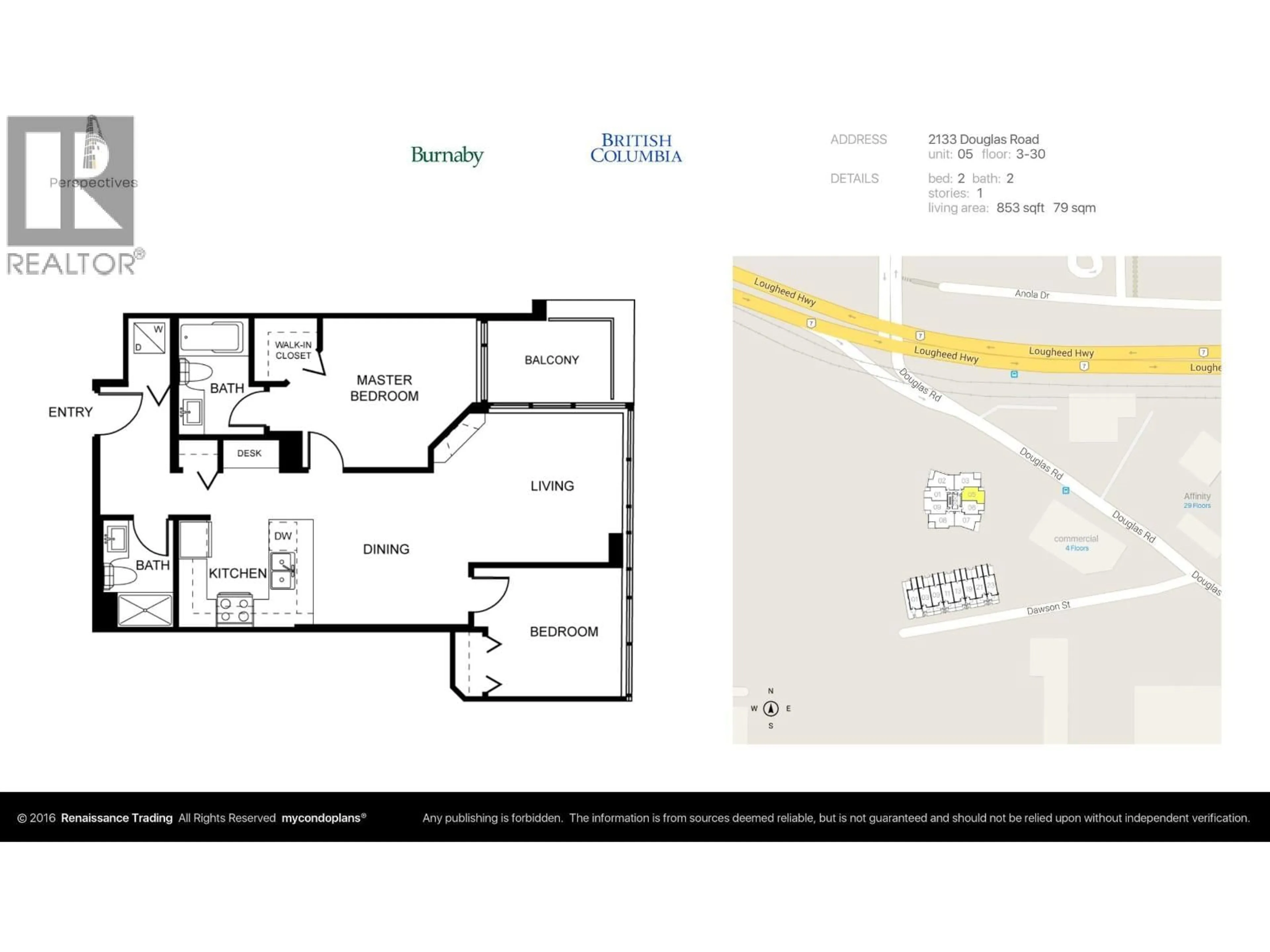 Floor plan for 3005 - 2133 DOUGLAS ROAD, Burnaby British Columbia V5C0E9
