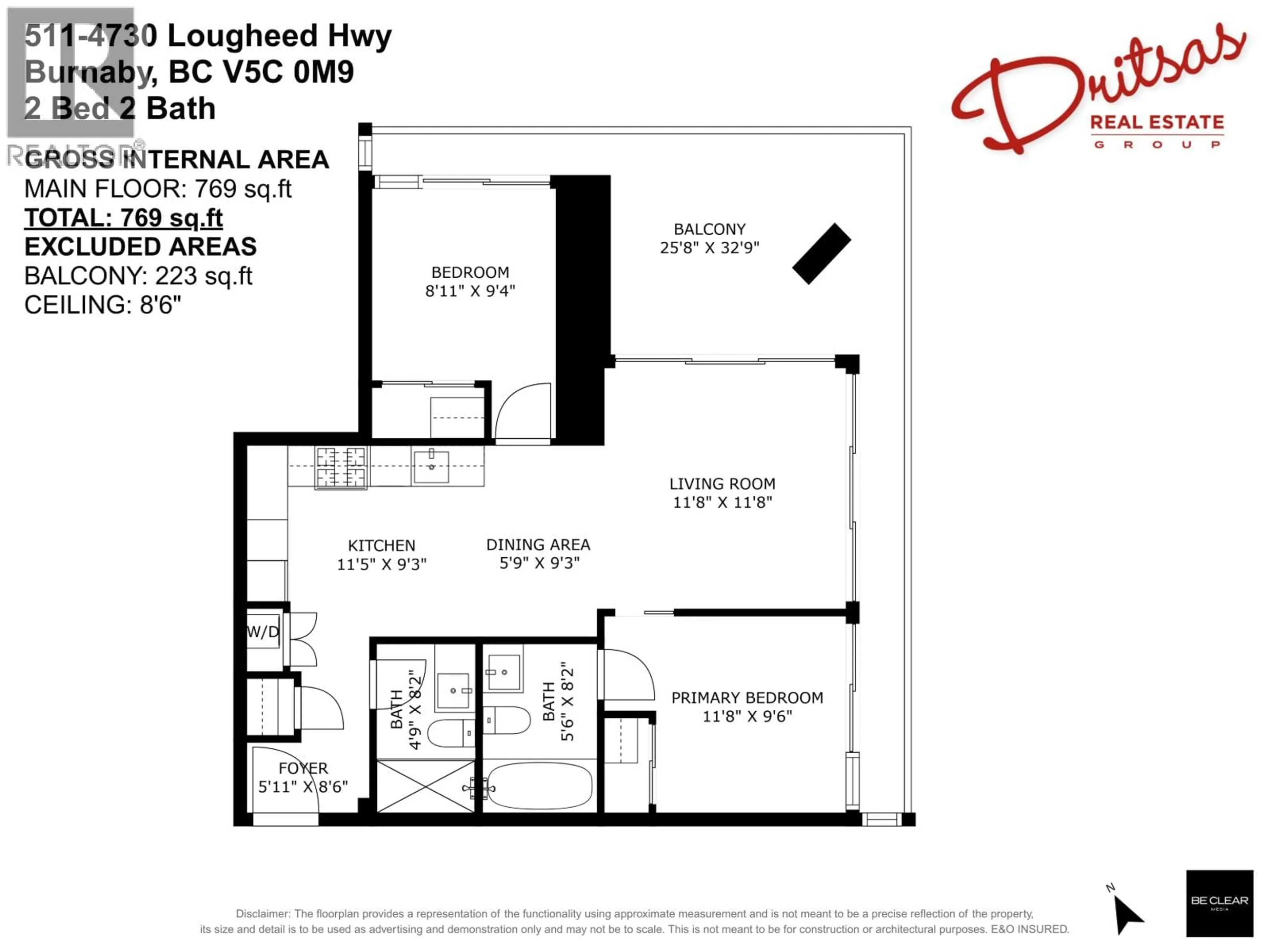 Floor plan for 511 - 4730 LOUGHEED HIGHWAY, Burnaby British Columbia V5C0M9