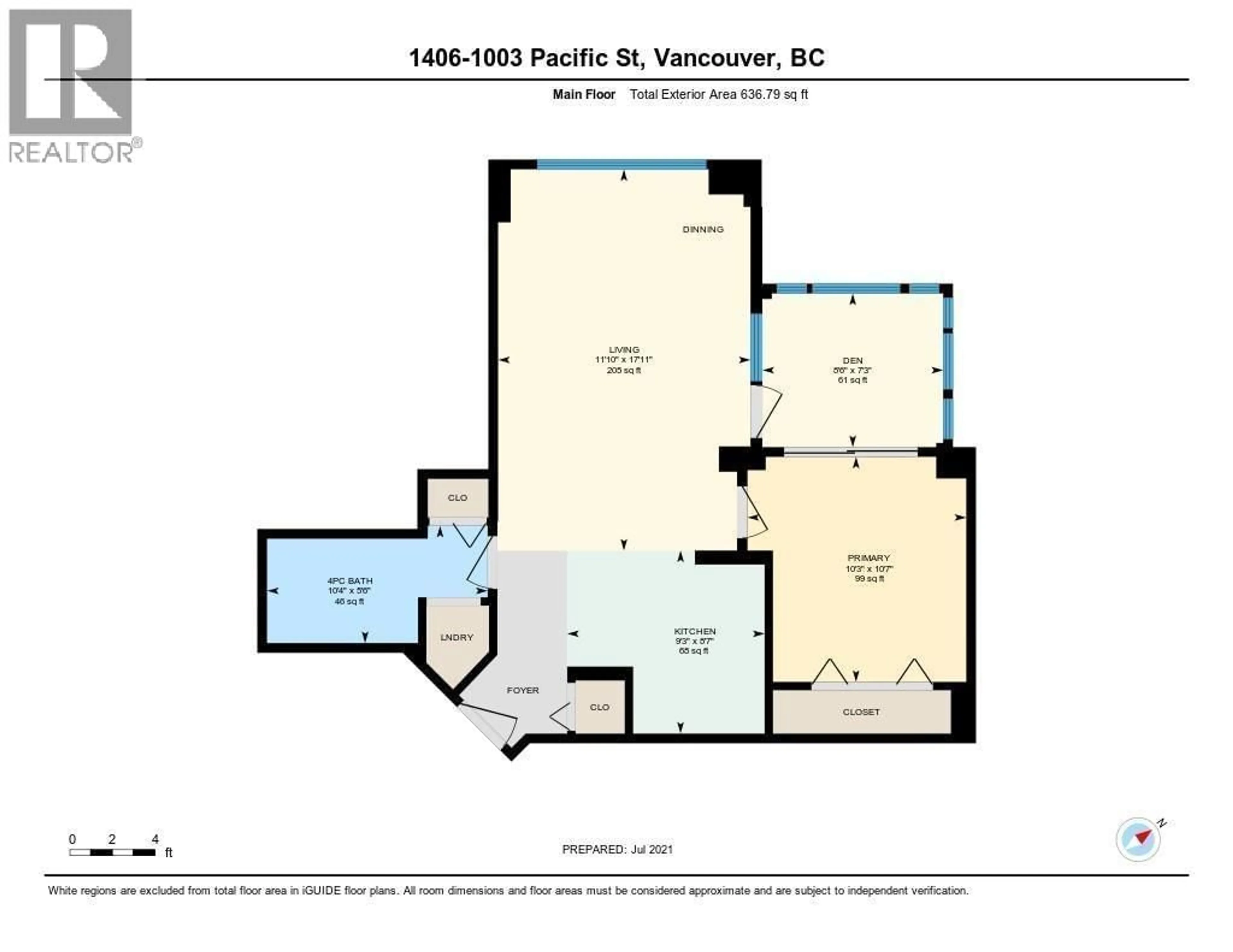 Floor plan for 1406 - 1003 PACIFIC STREET, Vancouver British Columbia V6E4P2