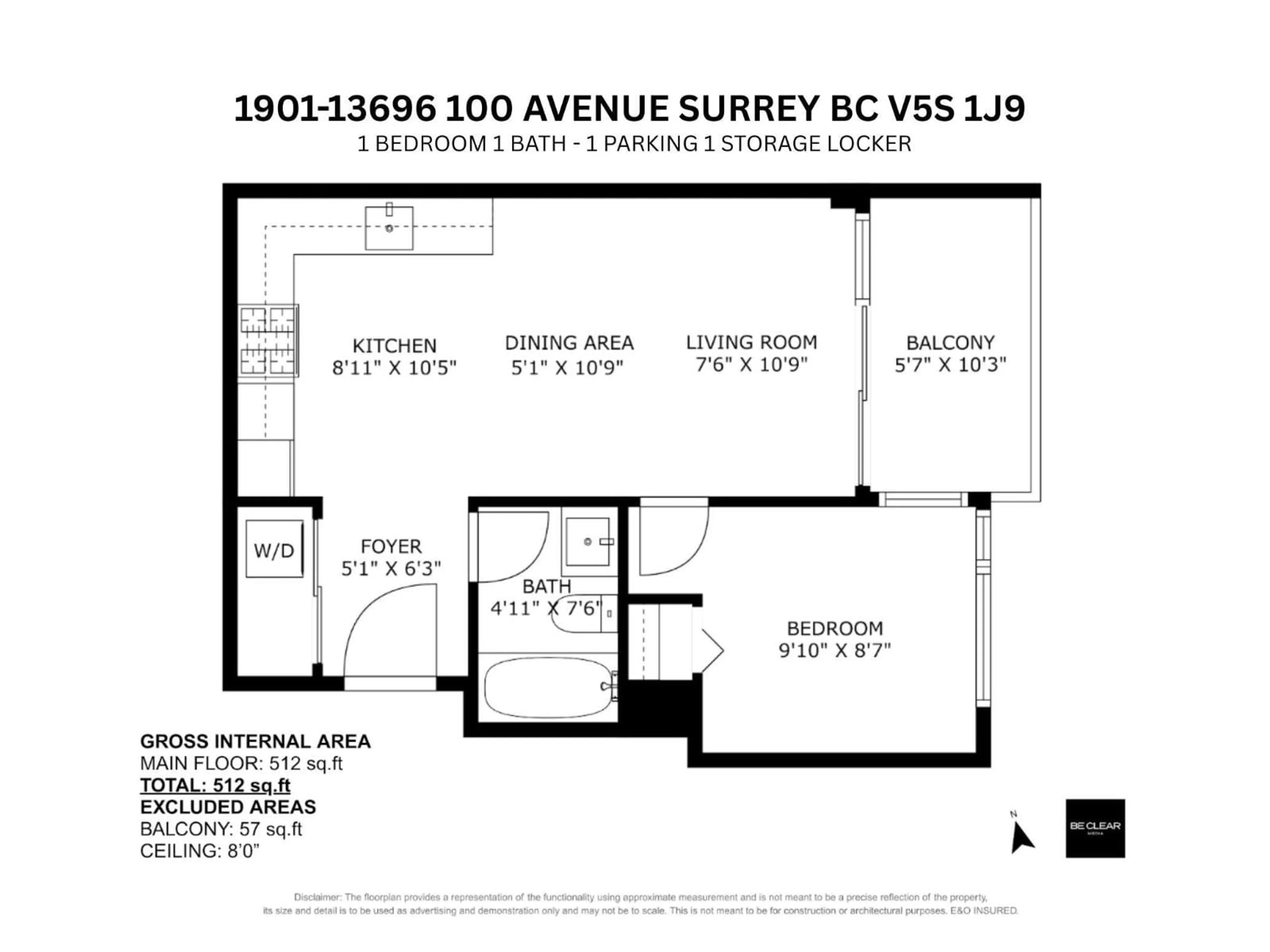 Floor plan for 1901 - 13696 100, Surrey British Columbia V3T0L5