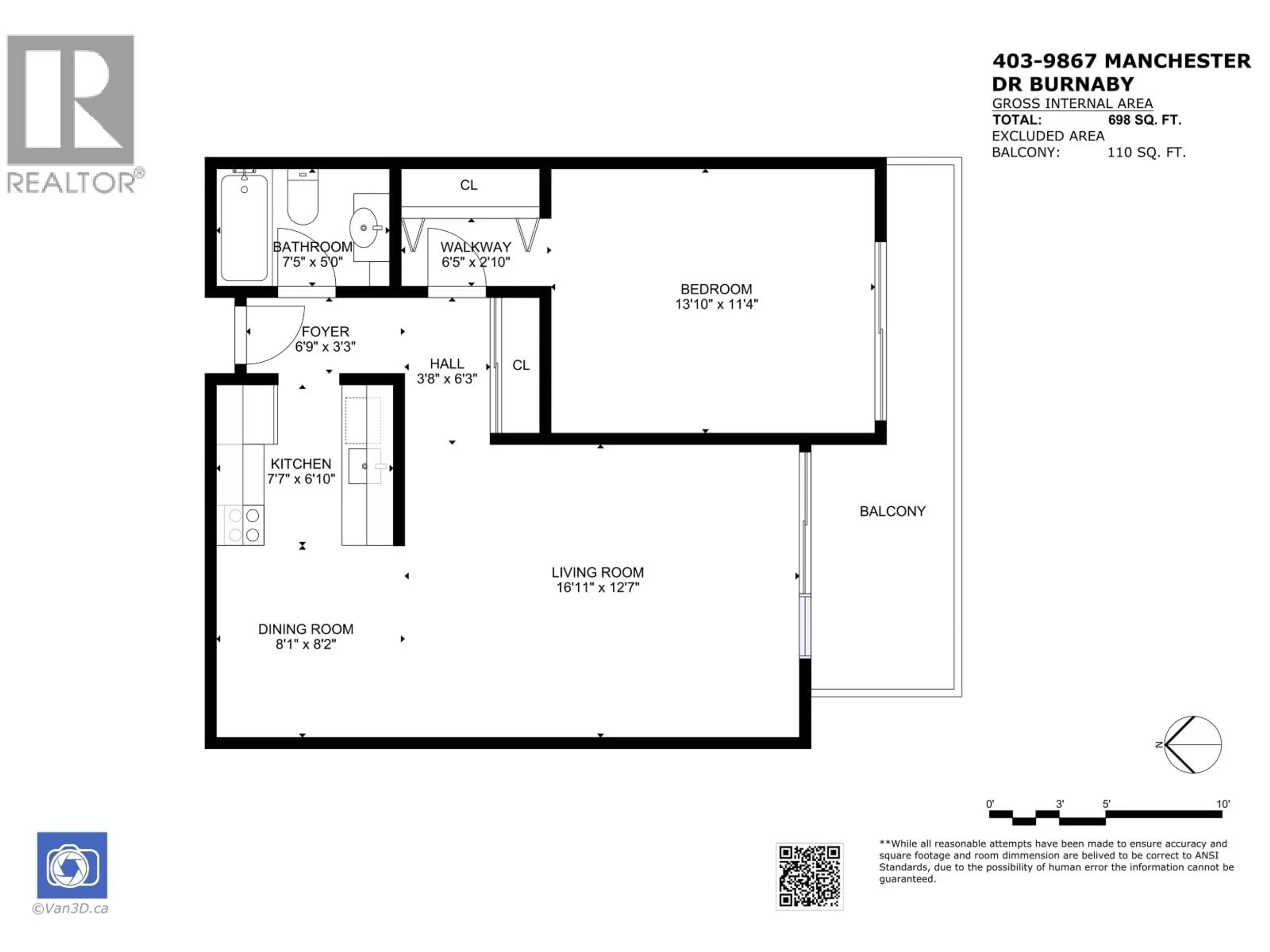 Floor plan for 403 - 9867 MANCHESTER DRIVE, Burnaby British Columbia V5G1C8