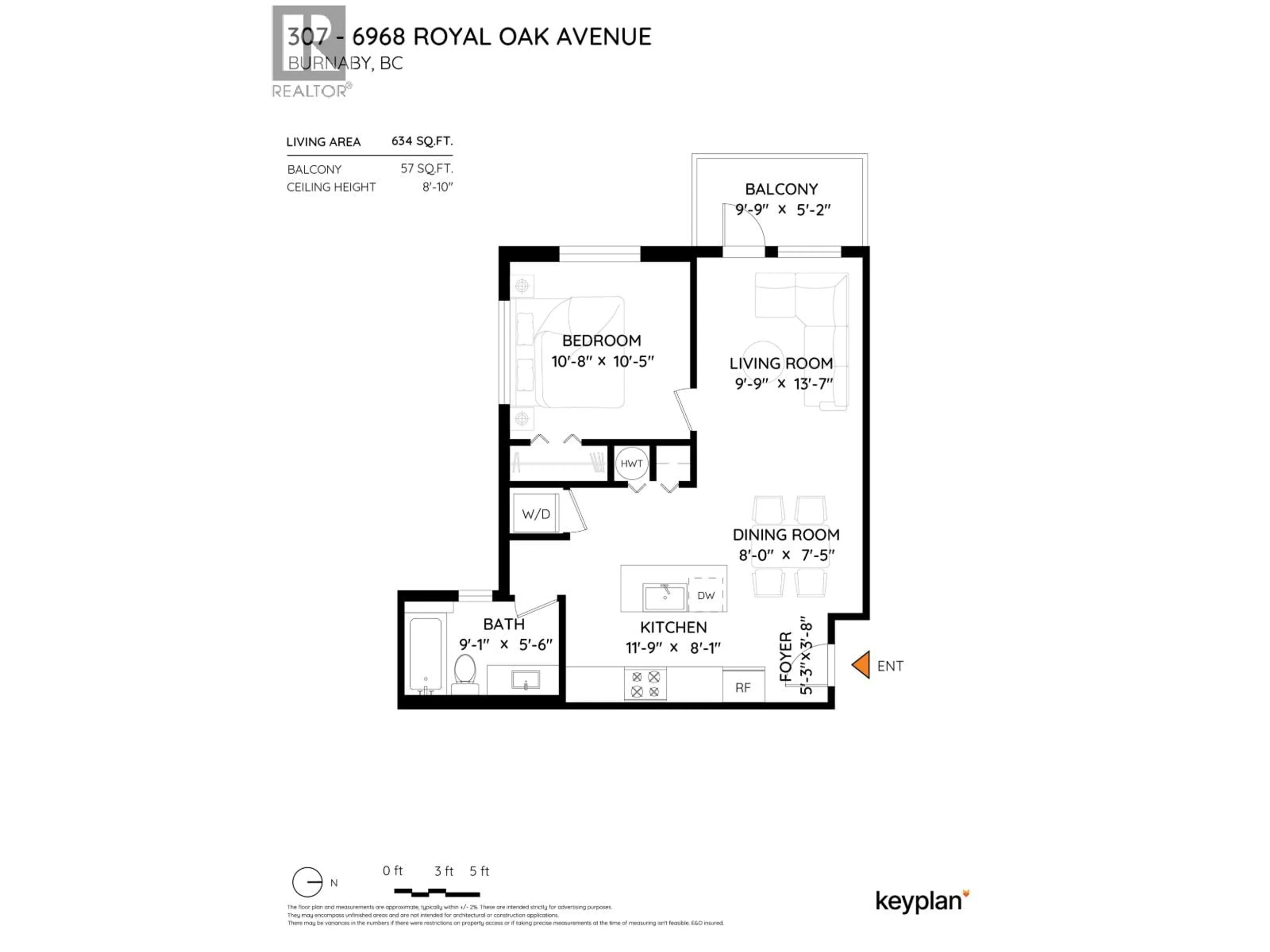 Floor plan for 307 - 6968 ROYAL OAK AVENUE, Burnaby British Columbia V5J4J2
