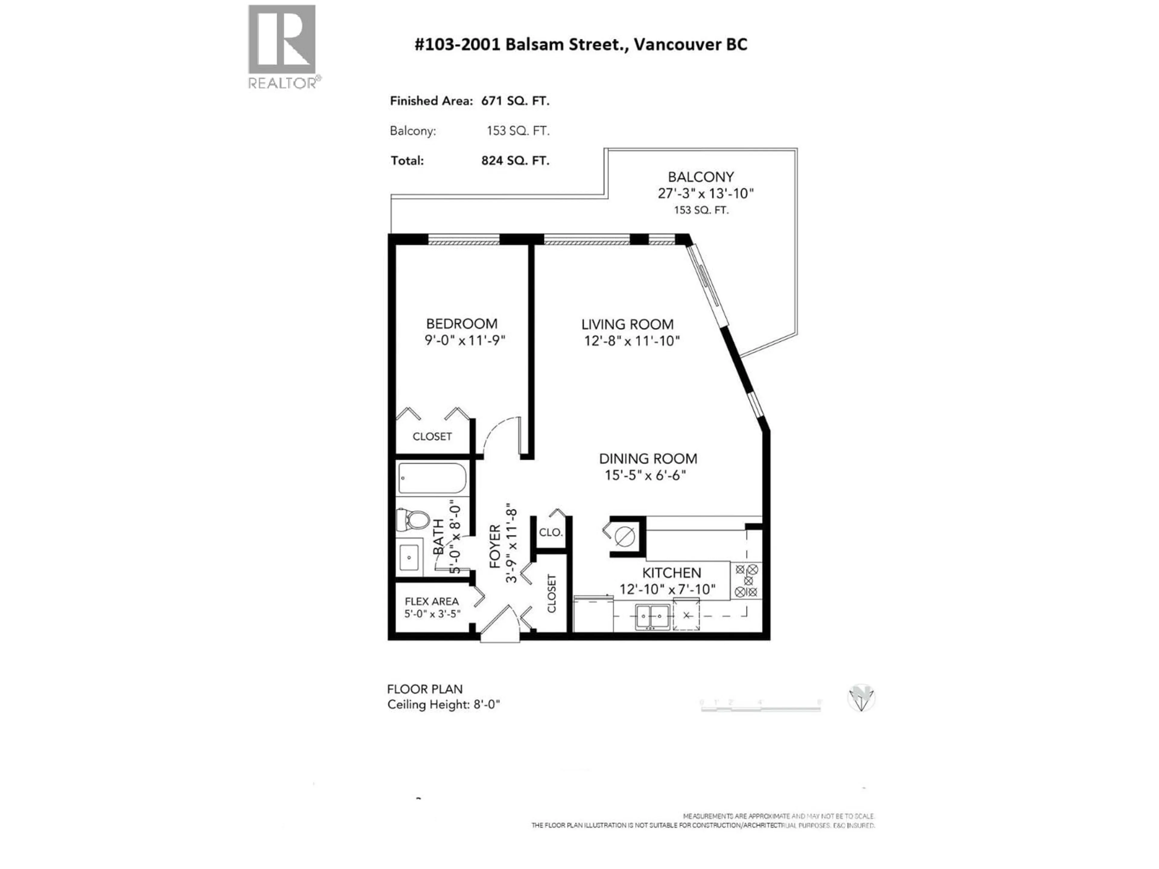 Floor plan for 103 - 2001 BALSAM STREET, Vancouver British Columbia V6K4L6