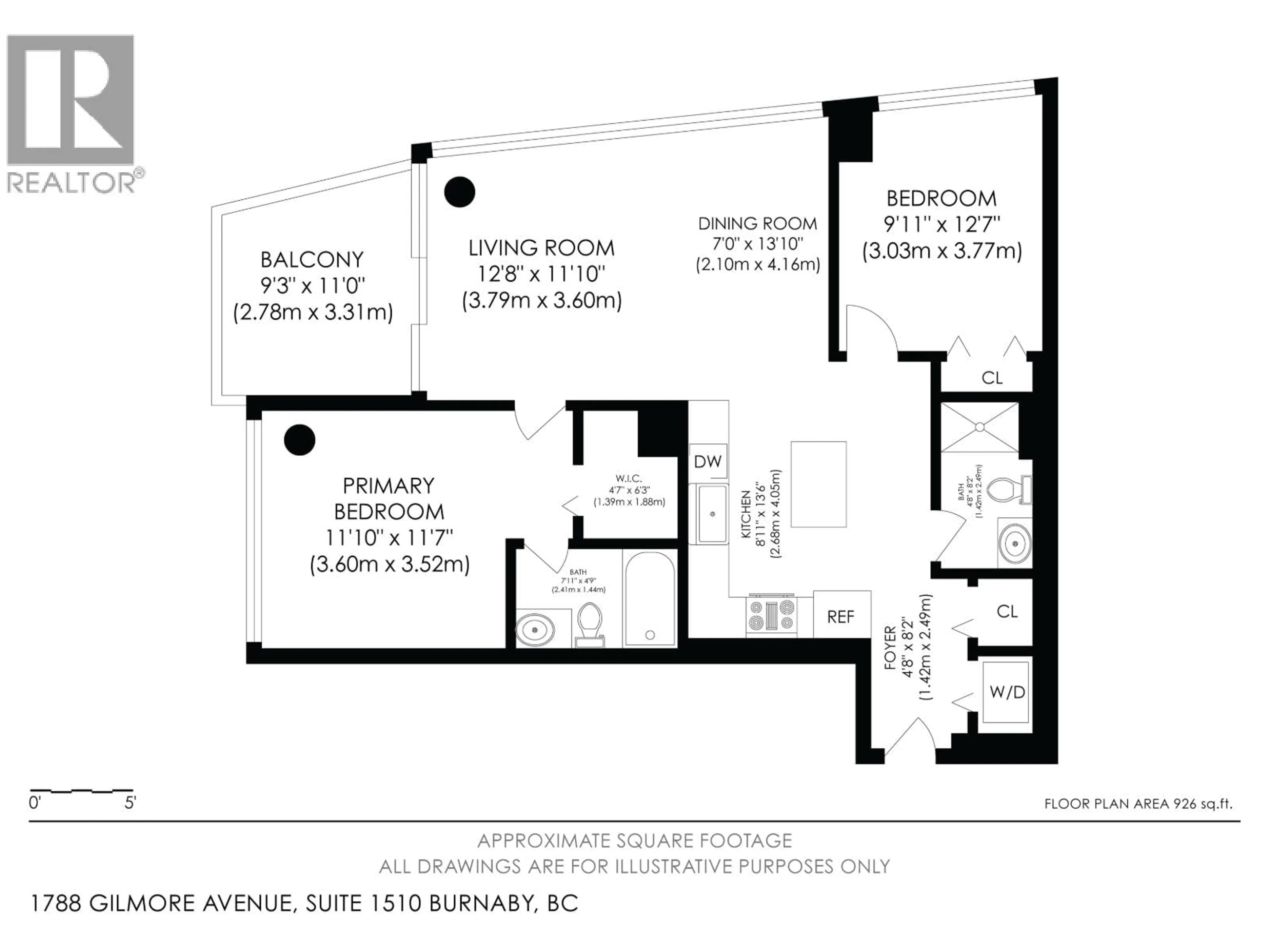 Floor plan for 1510 - 1788 GILMORE AVENUE, Burnaby British Columbia V5C0L5