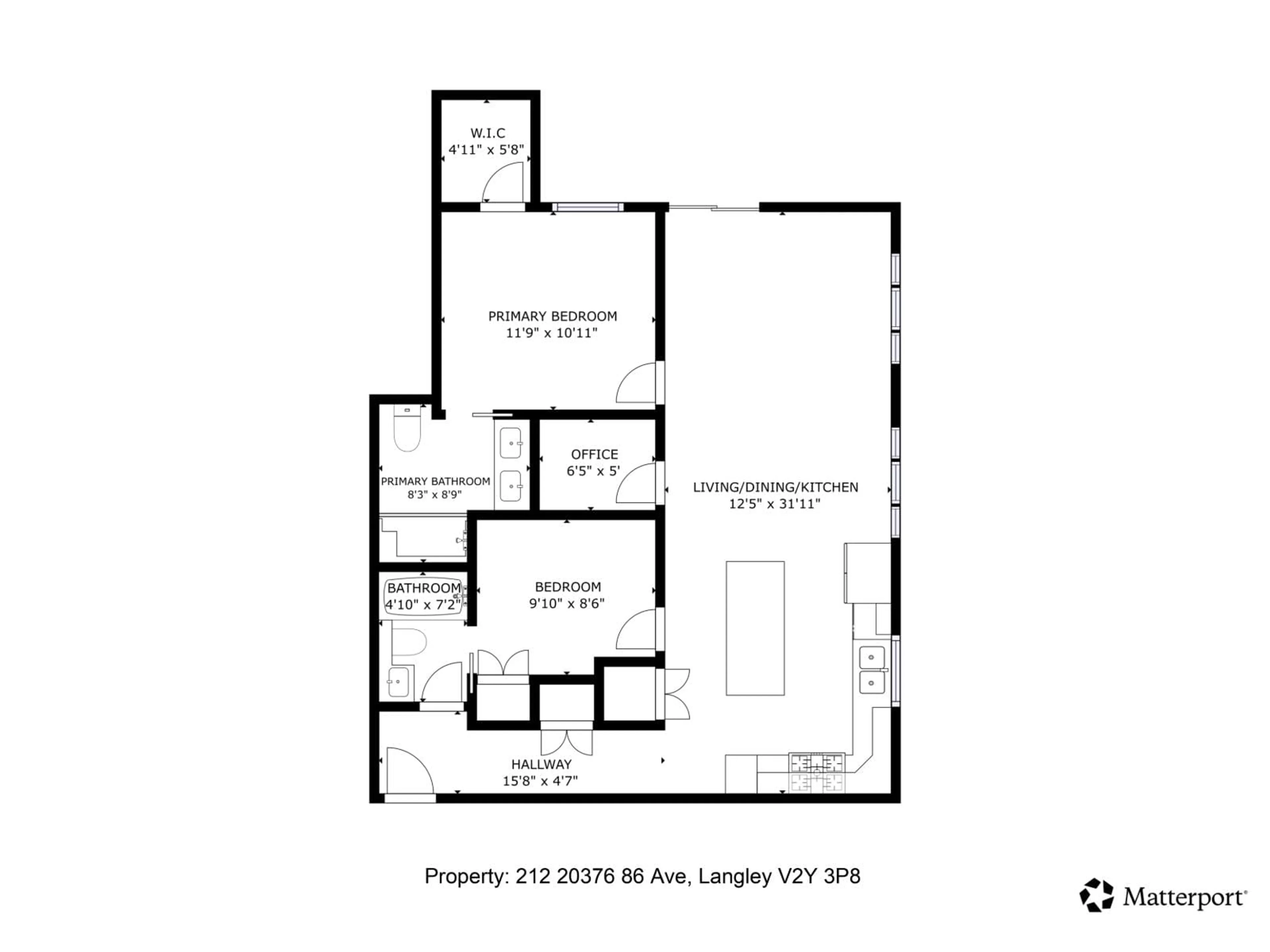 Floor plan for 212 - 20376 86, Langley British Columbia V2Y3P8