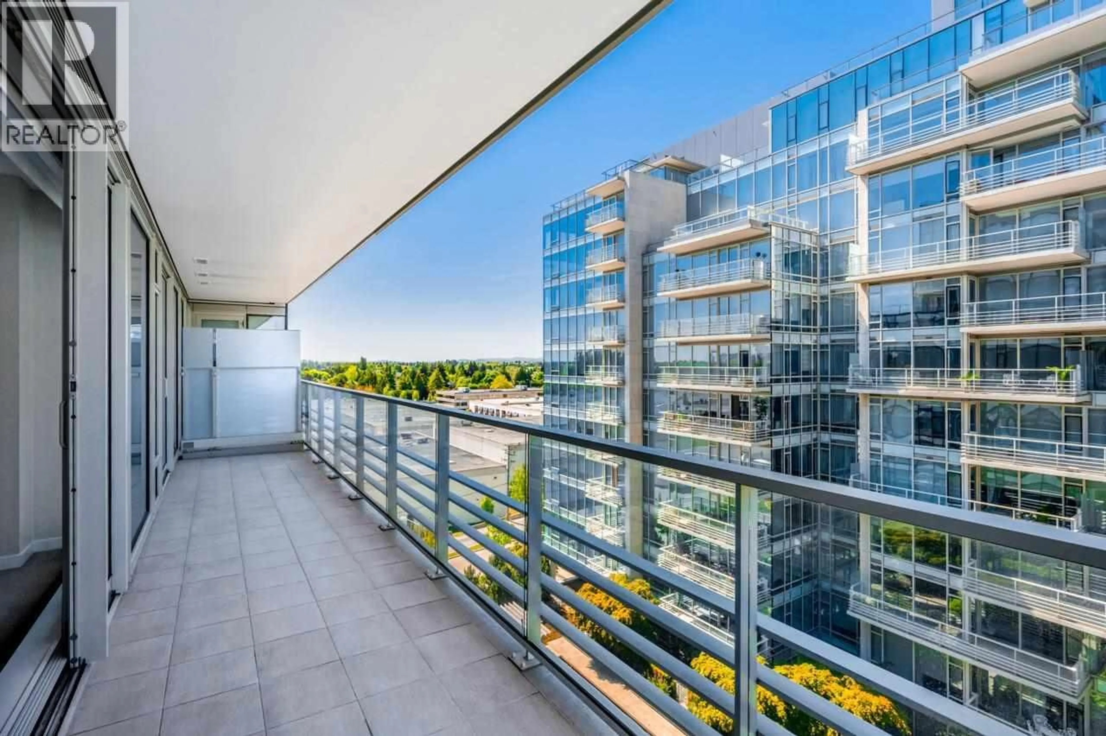 Balcony in the apartment, city buildings view from balcony for 809 - 5199 BRIGHOUSE WAY, Richmond British Columbia V7C0A7