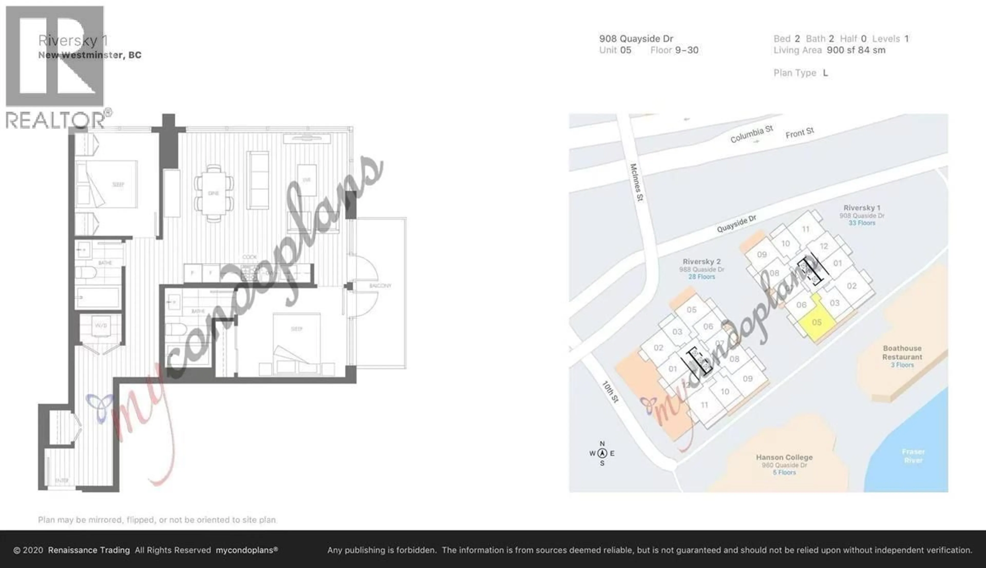 Floor plan for 2705 - 908 QUAYSIDE DRIVE, New Westminster British Columbia V3M0L4