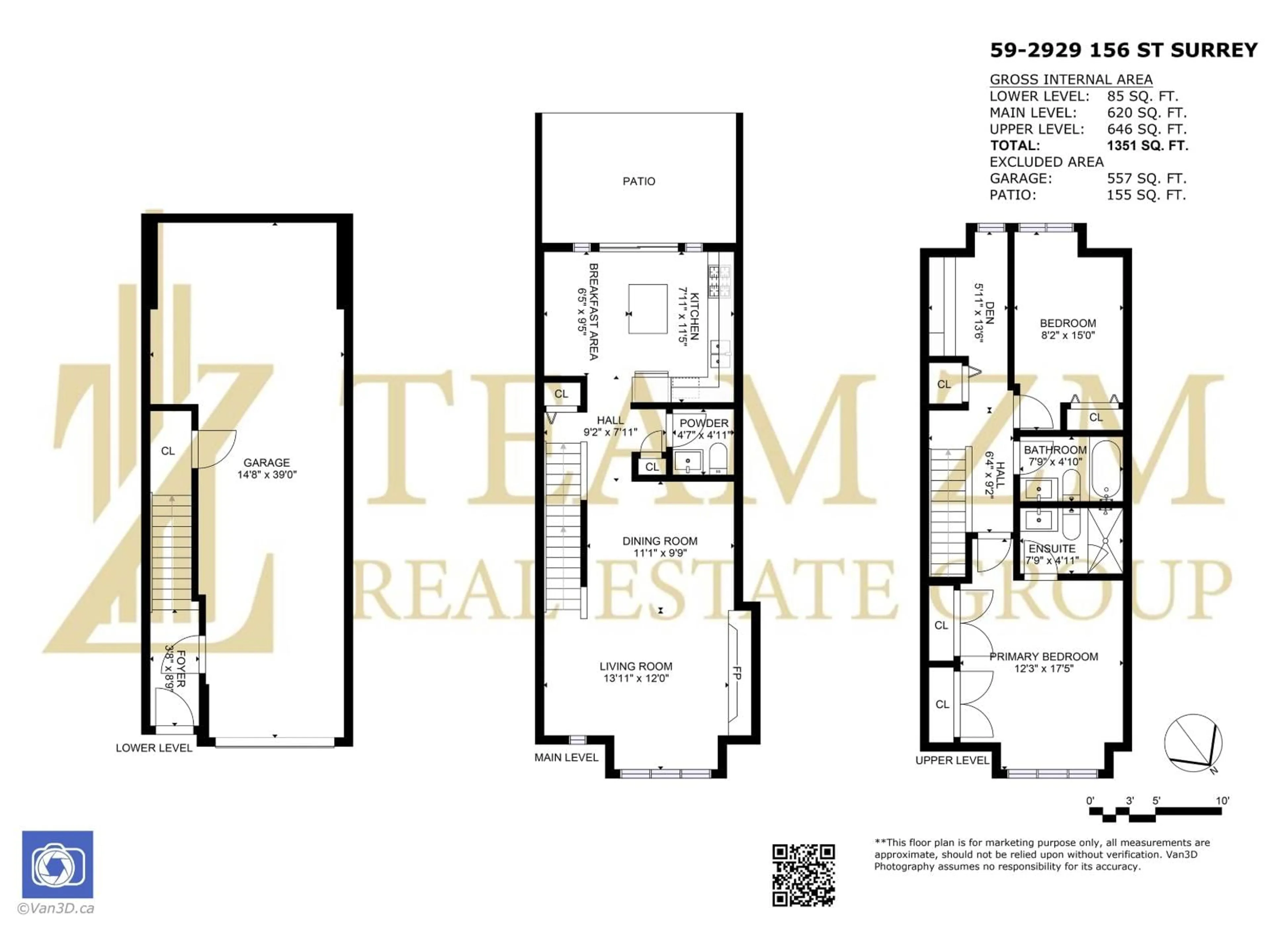 Floor plan for 59 - 2929 156, Surrey British Columbia V3Z0S9