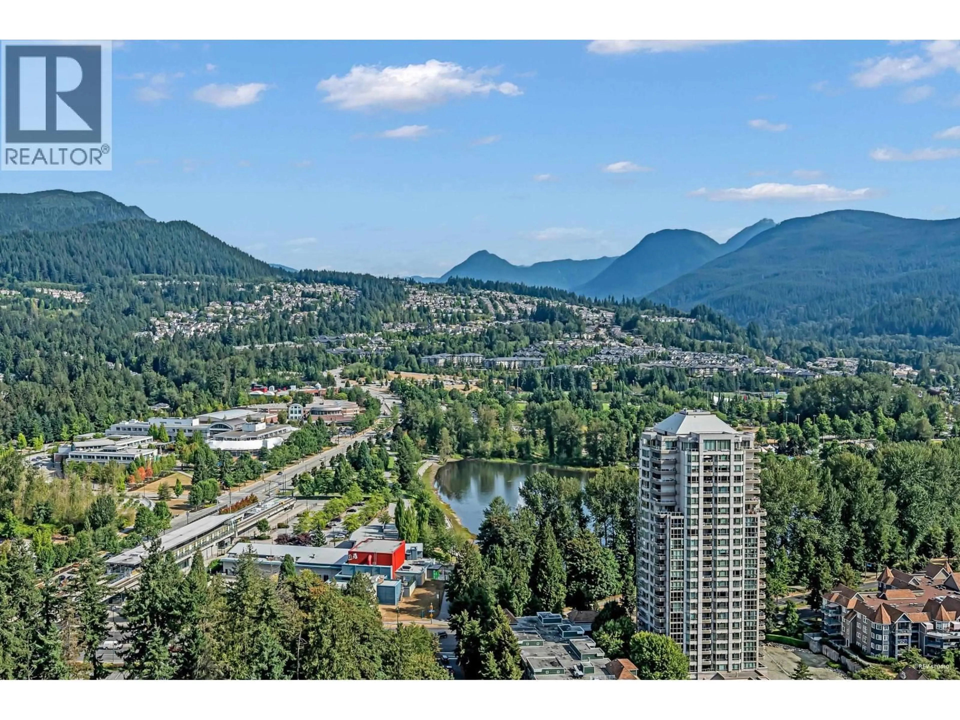 A pic from outside/outdoor area/front of a property/back of a property/a pic from drone, mountain view for 3402 - 1182 WESTWOOD STREET, Coquitlam British Columbia V3B0T9
