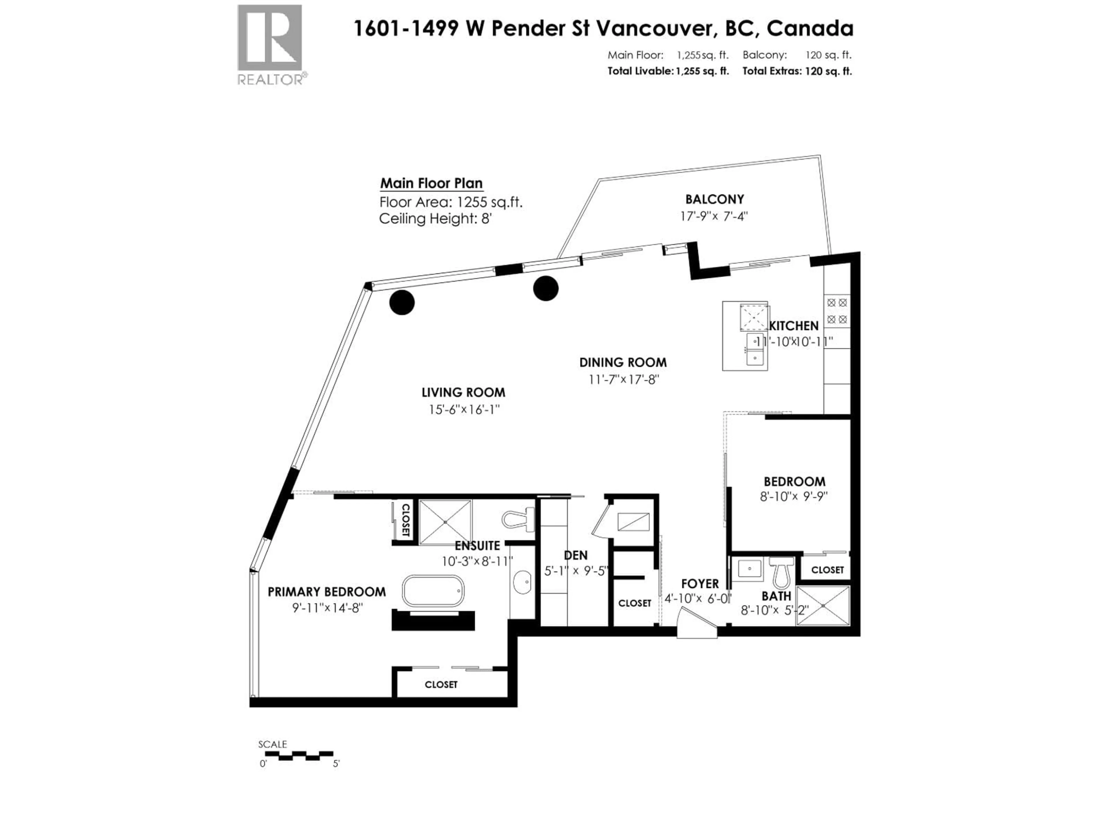 Floor plan for 1601 - 1499 PENDER STREET, Vancouver British Columbia V6G0A7
