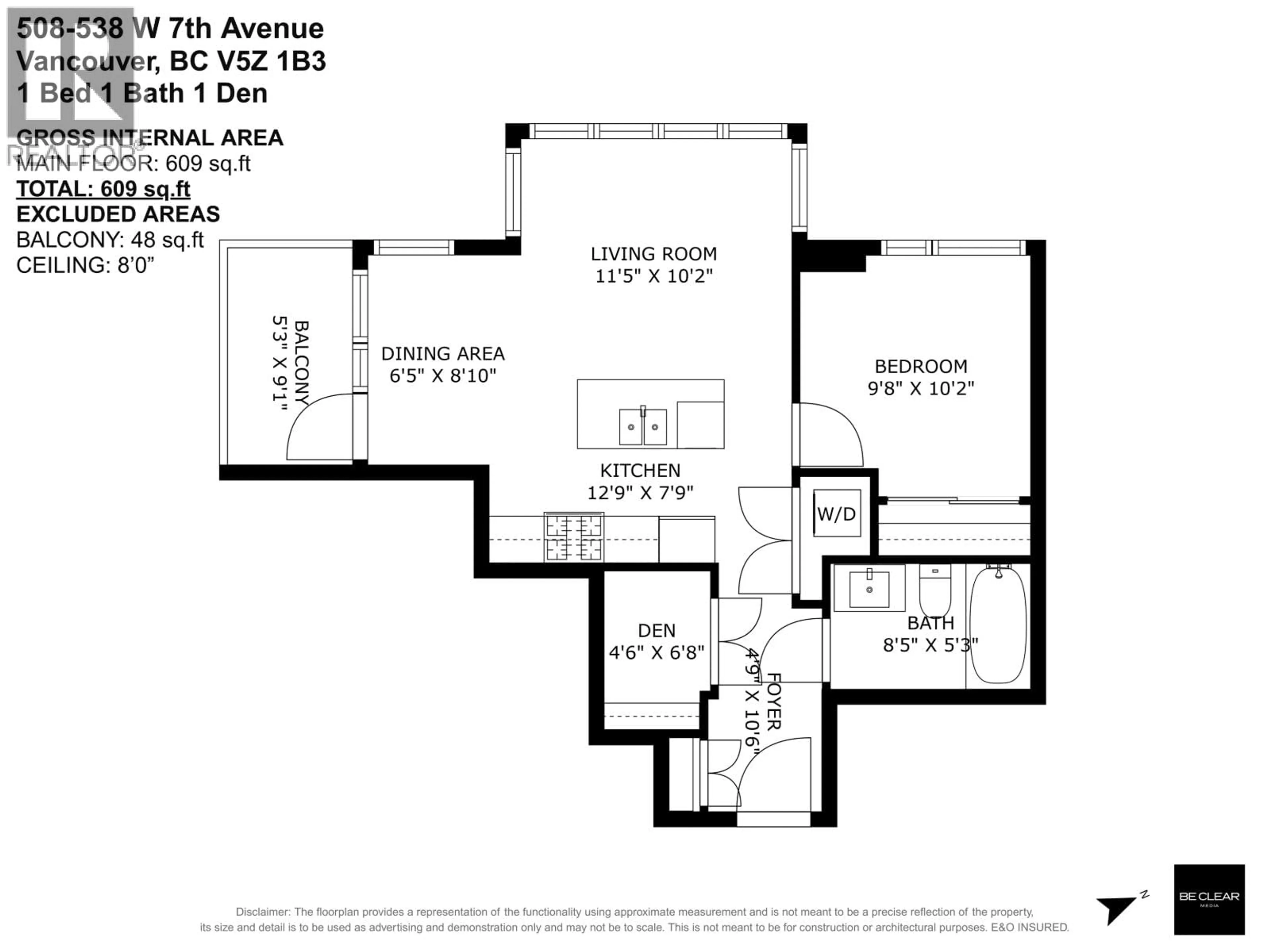 Floor plan for 508 - 538 7TH AVENUE, Vancouver British Columbia V5Z1B3