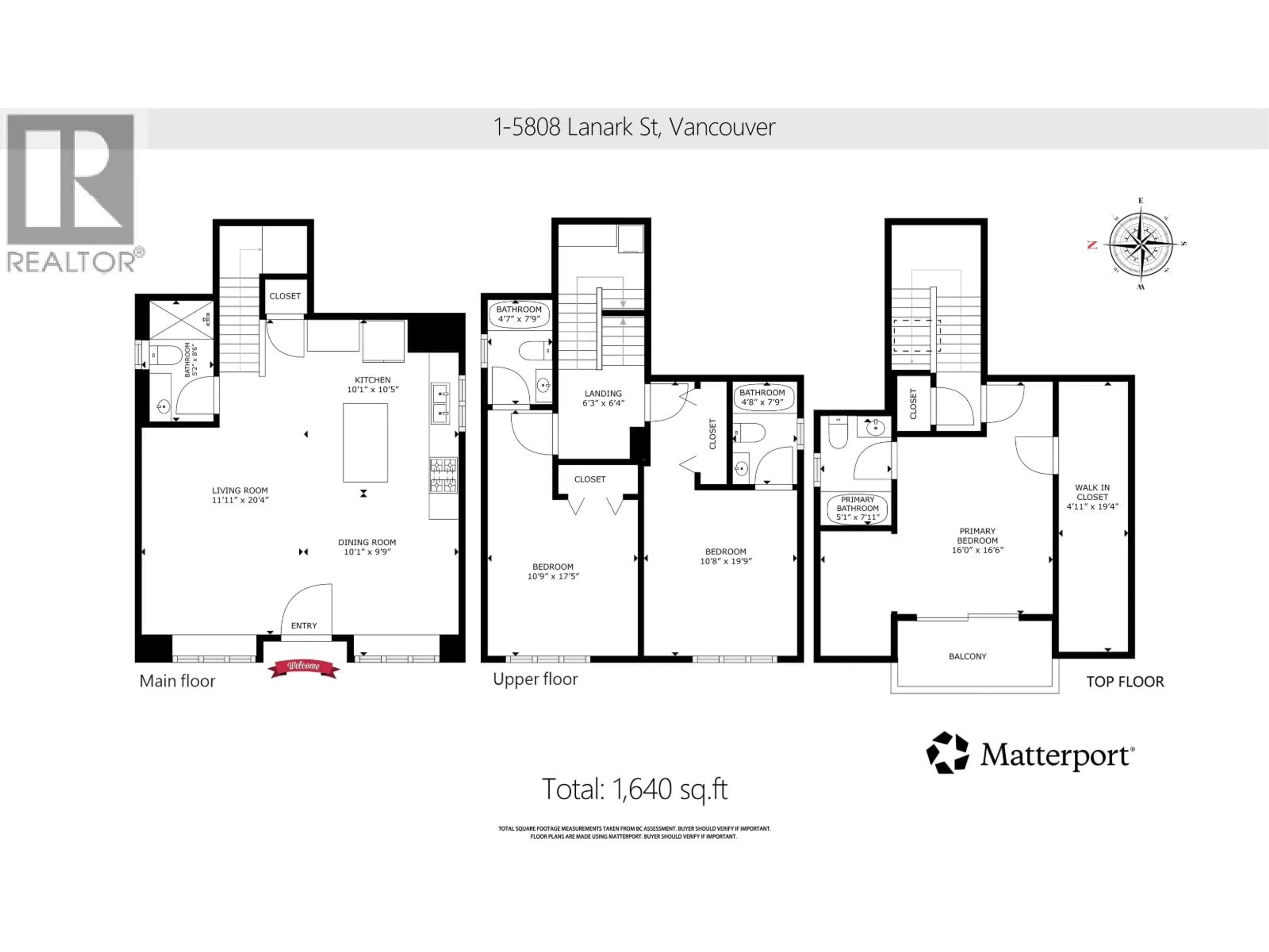 Floor plan for 1 - 5808 LANARK STREET, Vancouver British Columbia V5P2Y4