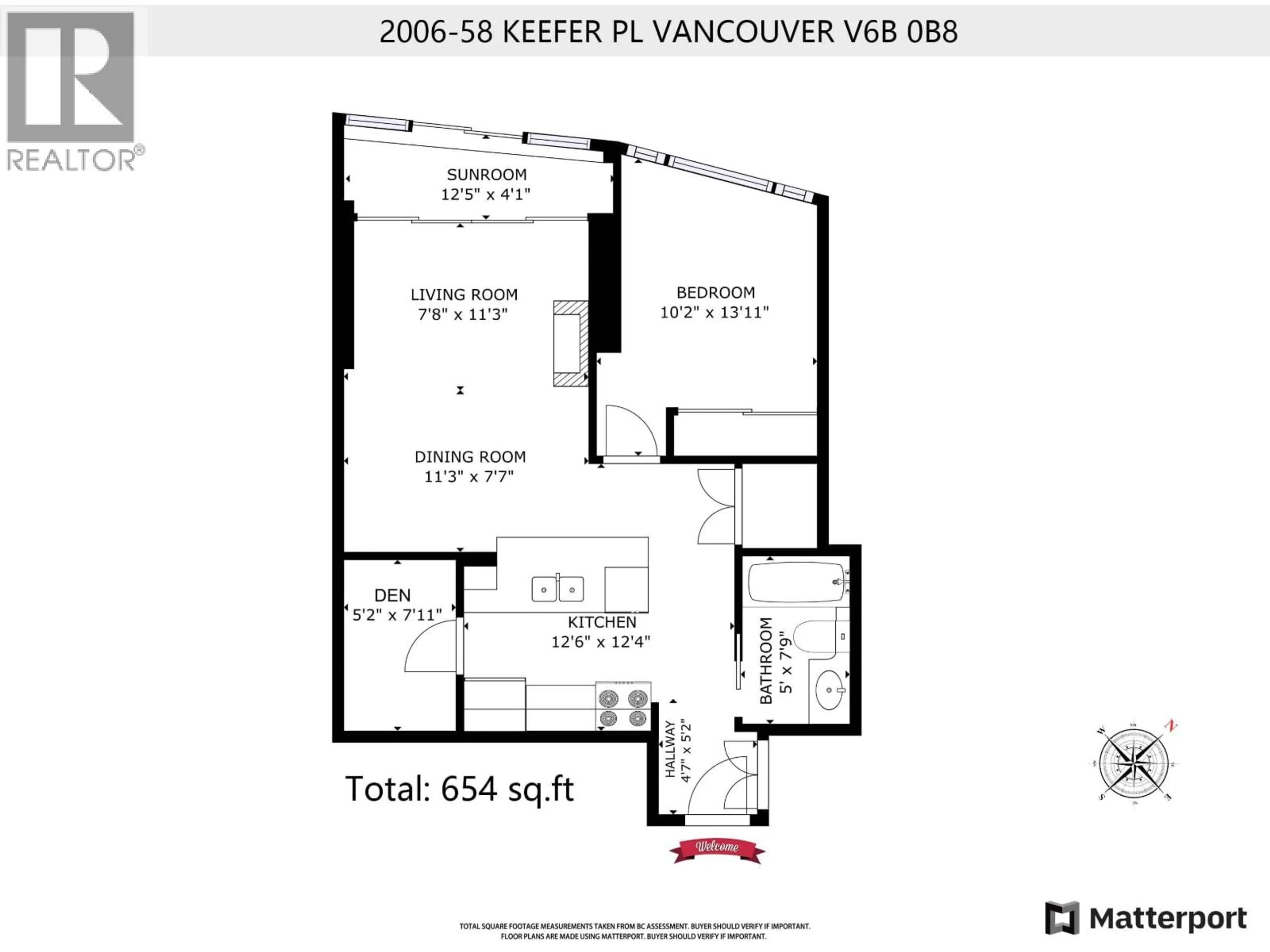 Floor plan for 2006 - 58 KEEFER PLACE, Vancouver British Columbia V6B0B8