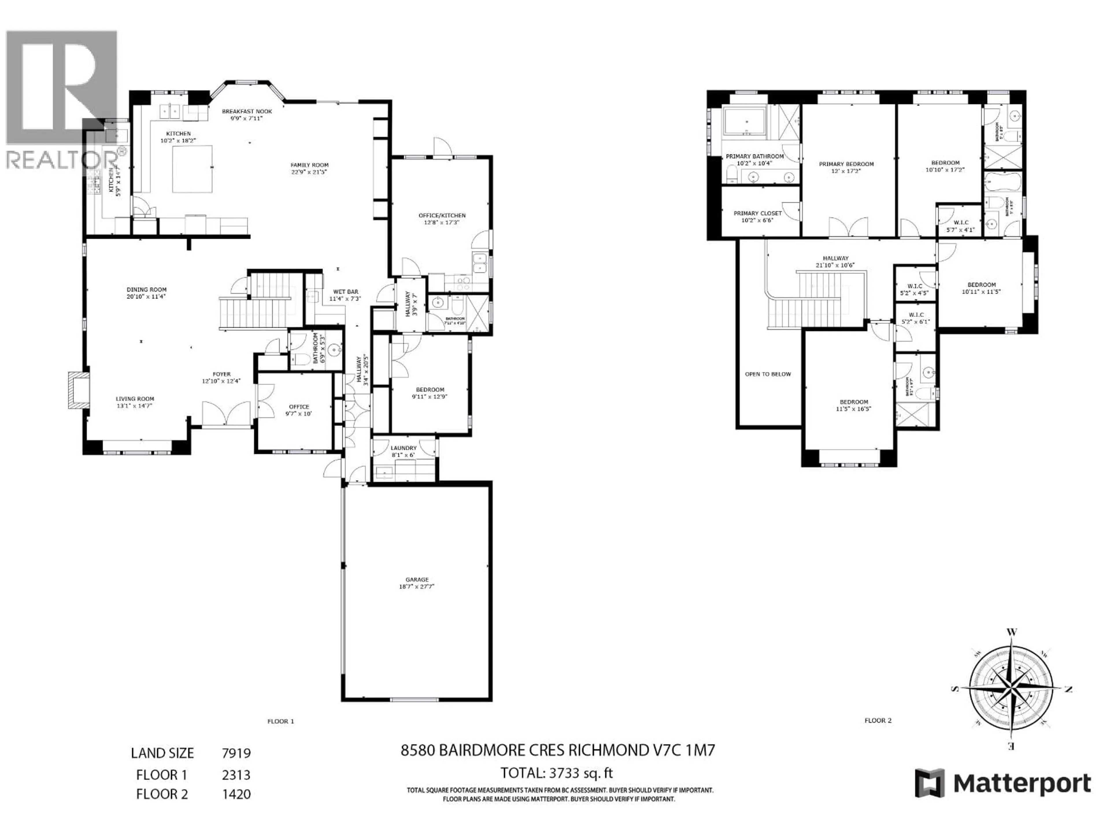 Floor plan for 8580 BAIRDMORE CRESCENT, Richmond British Columbia V7C1M7