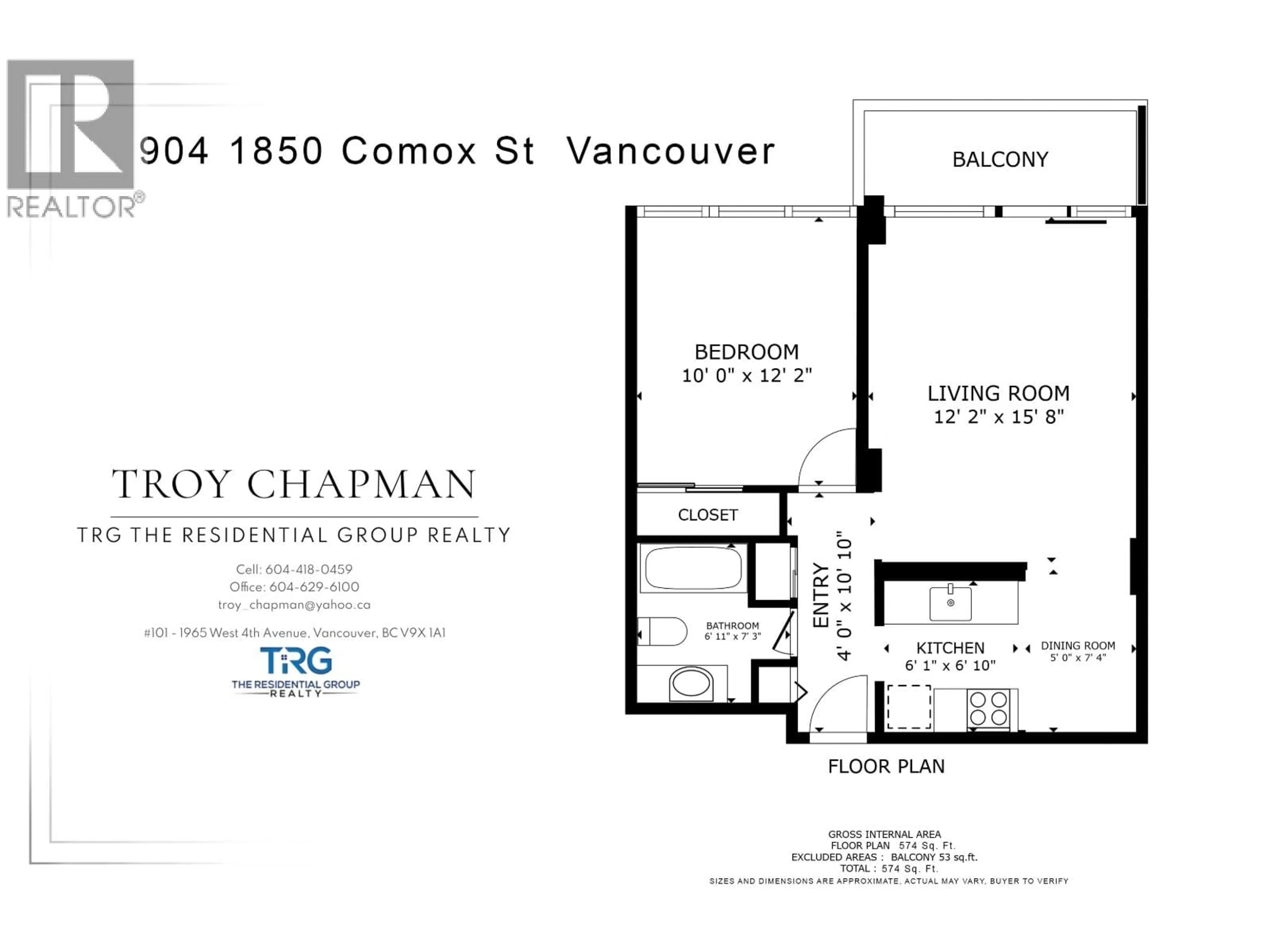 Floor plan for 904 - 1850 COMOX STREET, Vancouver British Columbia V6G1R3