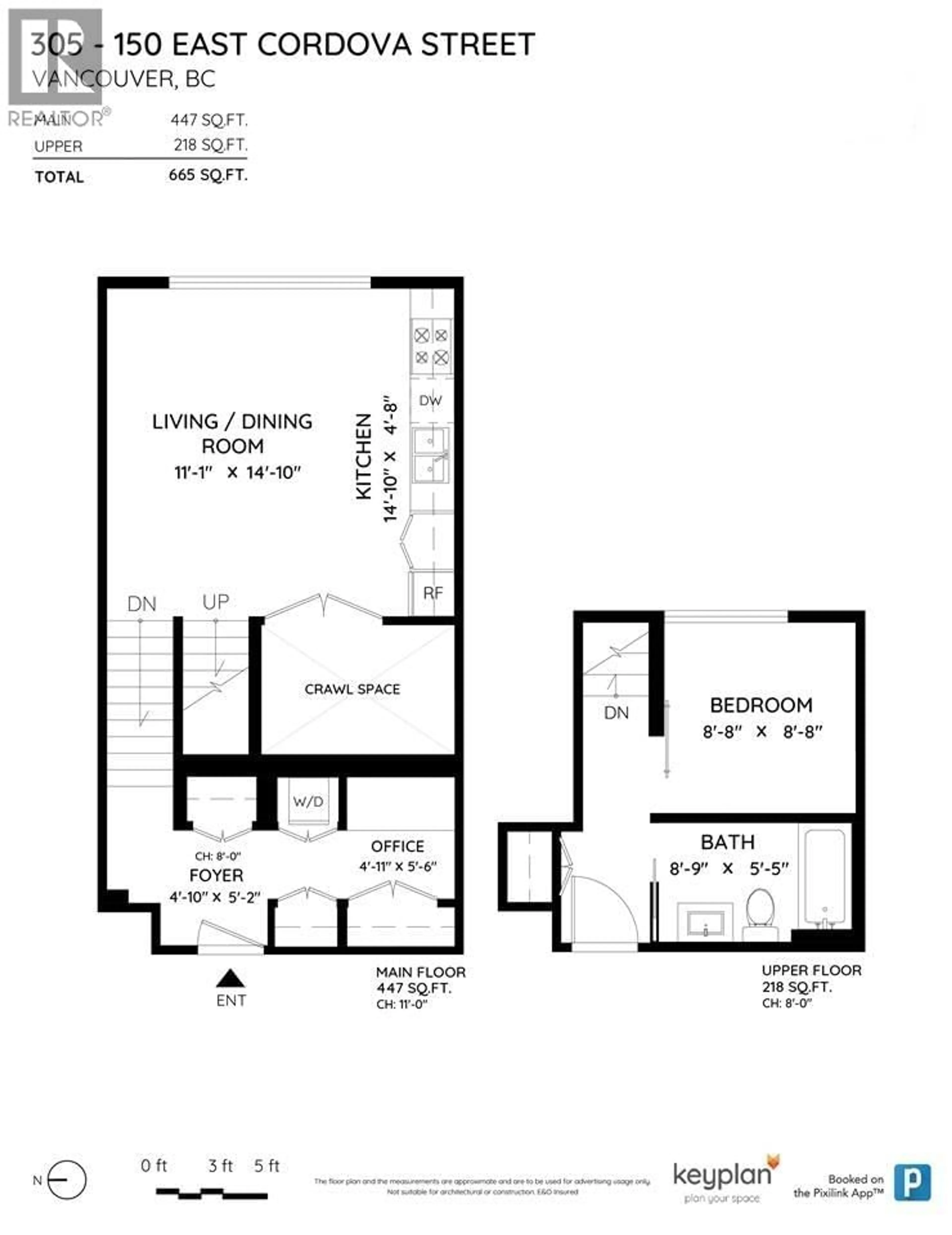 Floor plan for 203 - 150 CORDOVA STREET, Vancouver British Columbia V6A0E7