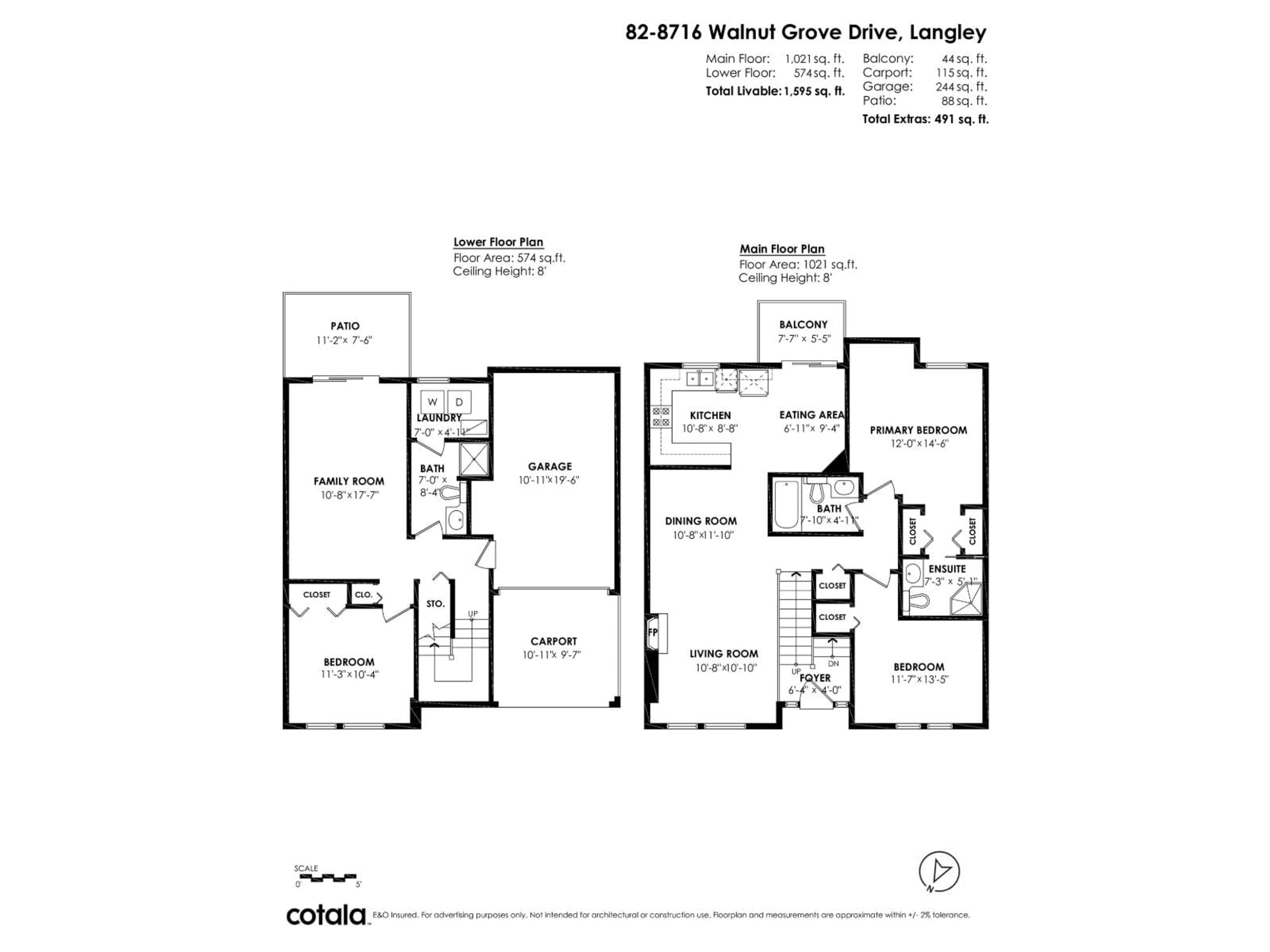 Floor plan for 82 - 8716 WALNUT GROVE, Langley British Columbia V1M2K2